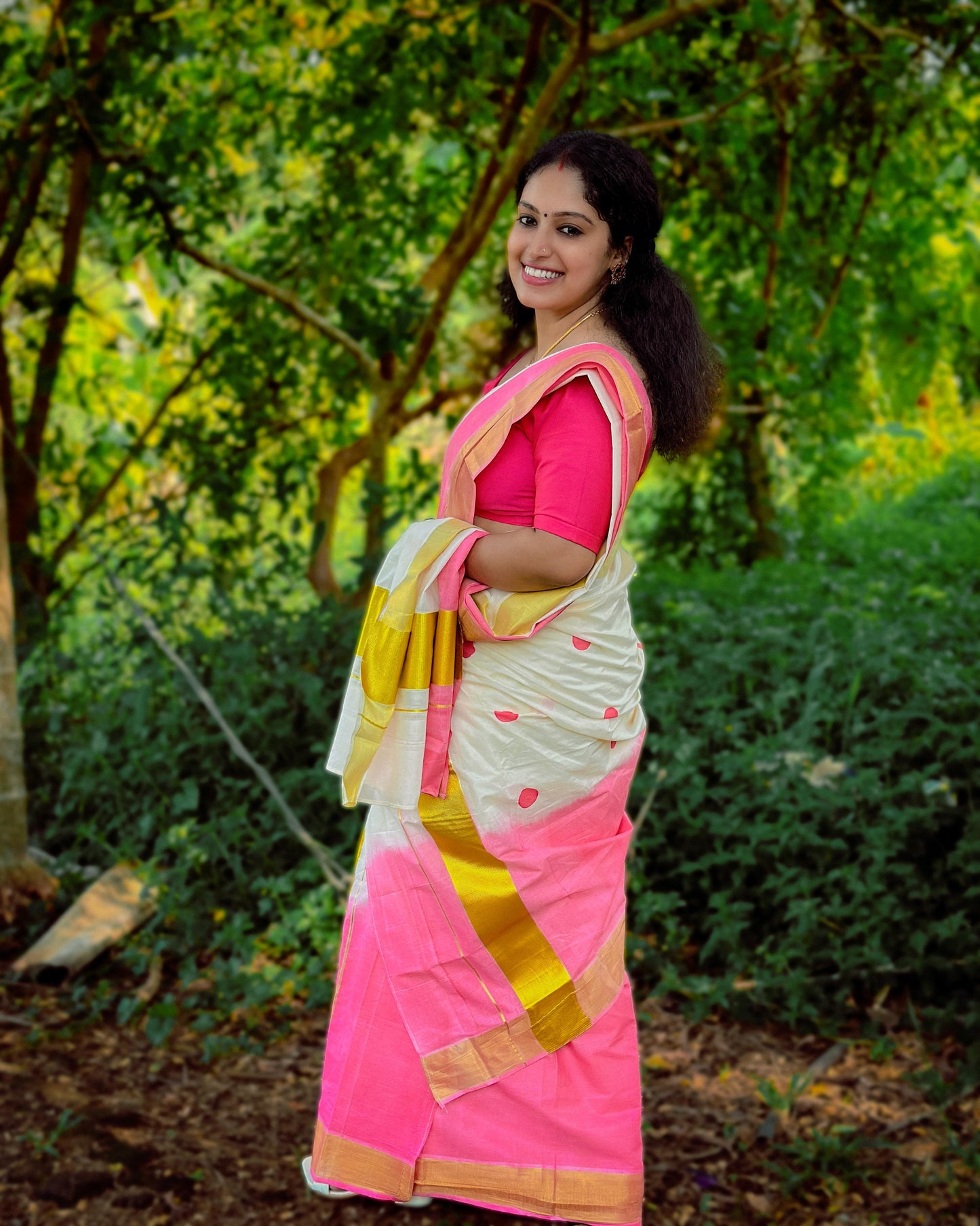 Tye and dye polka set mundu 2.80
