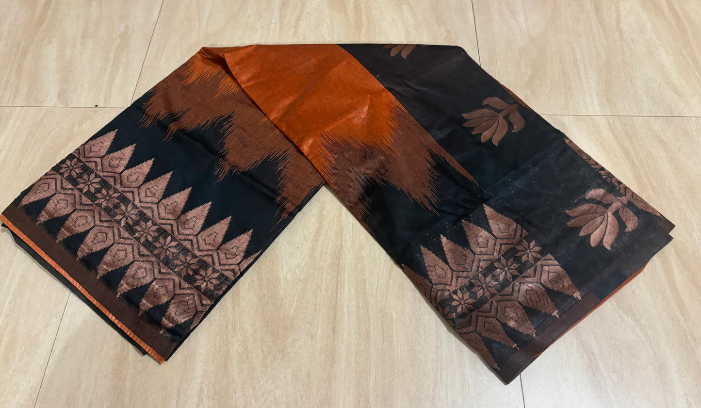 Double side temple korvai cotton saree