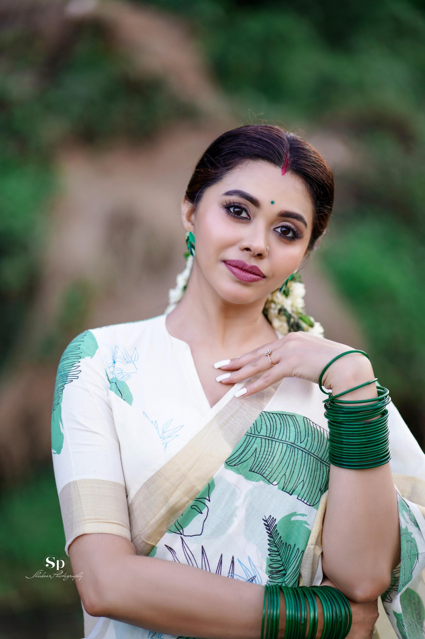 Green leaf saree