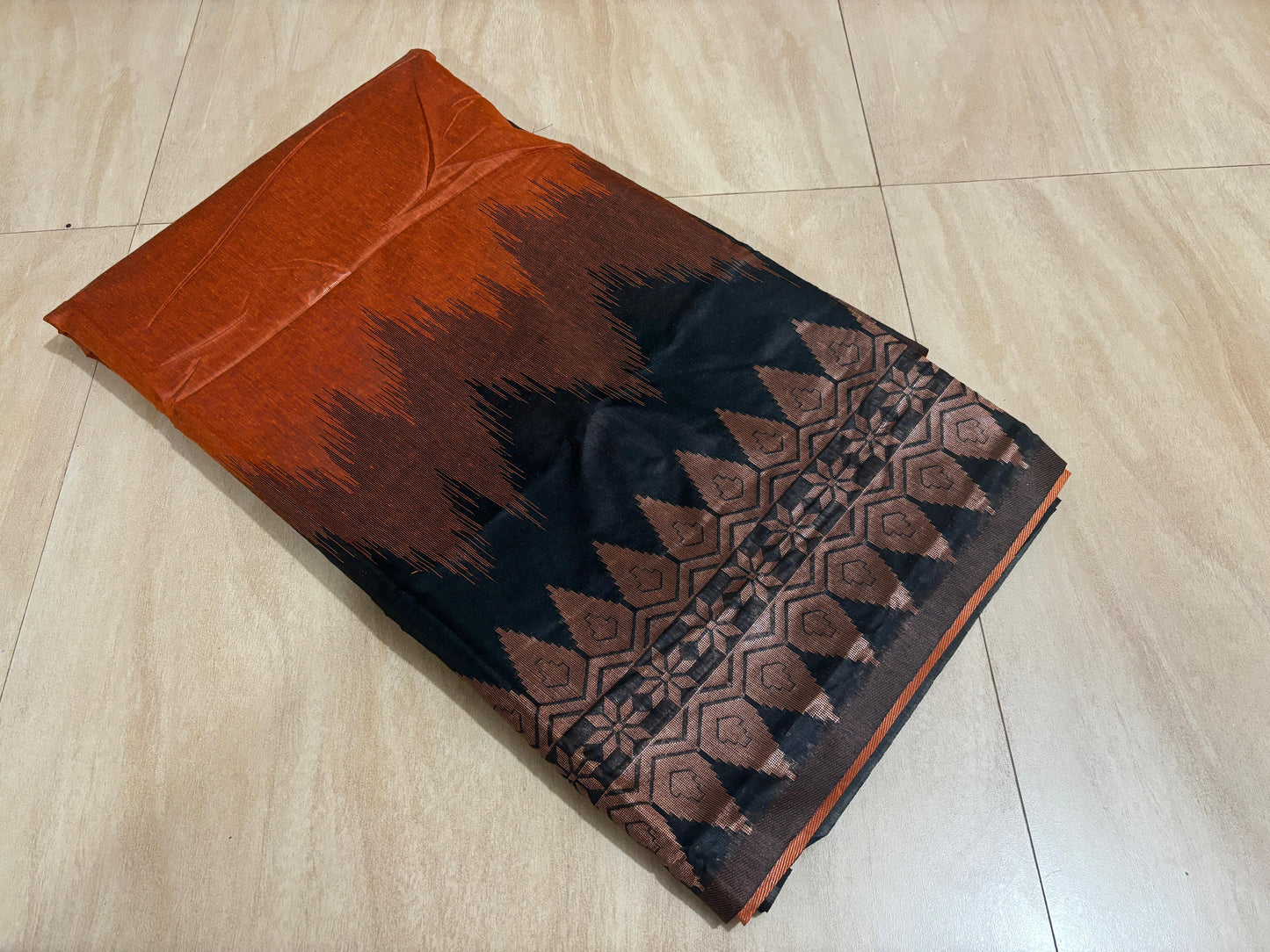 Double side temple korvai cotton saree