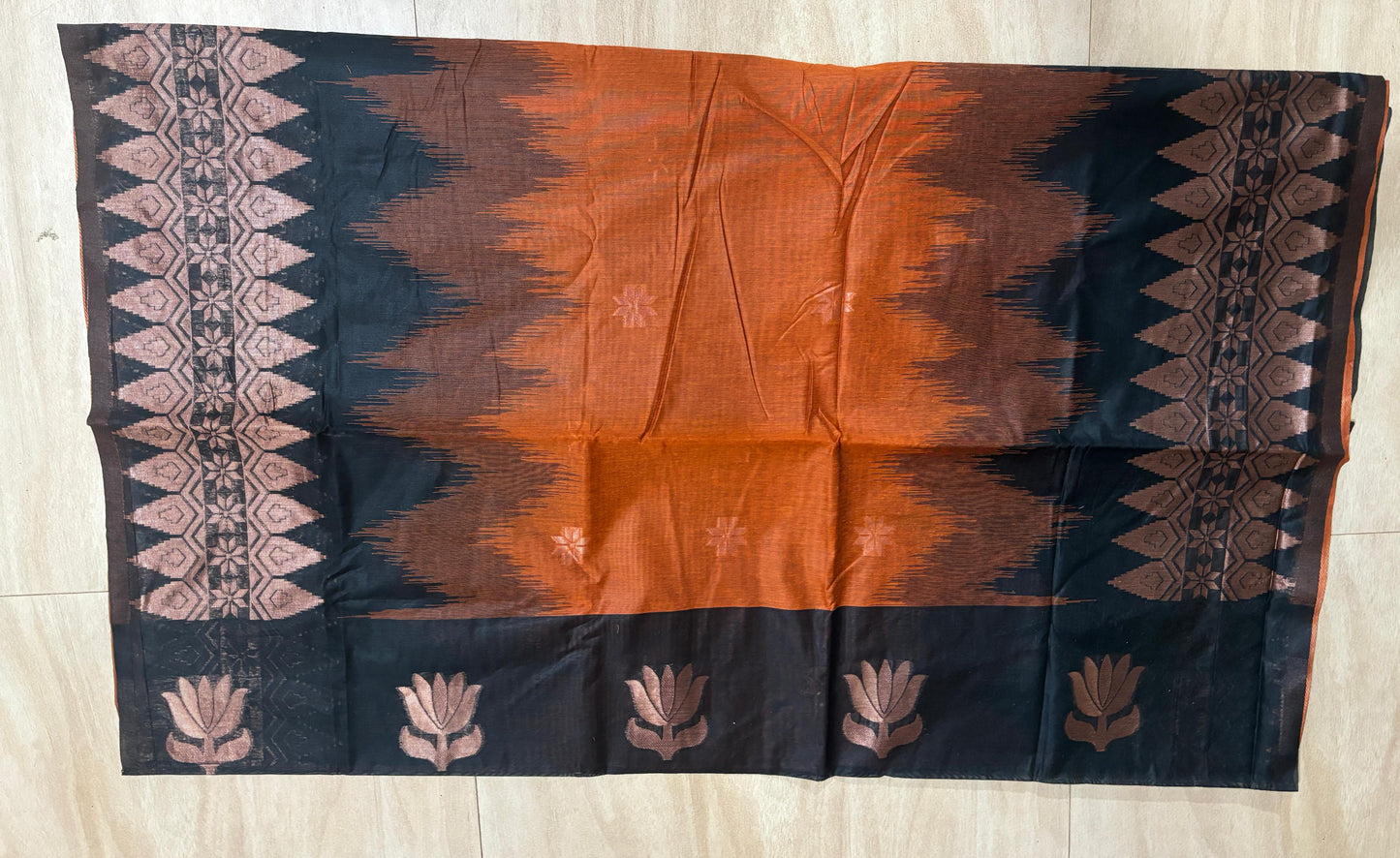 Double side temple korvai cotton saree