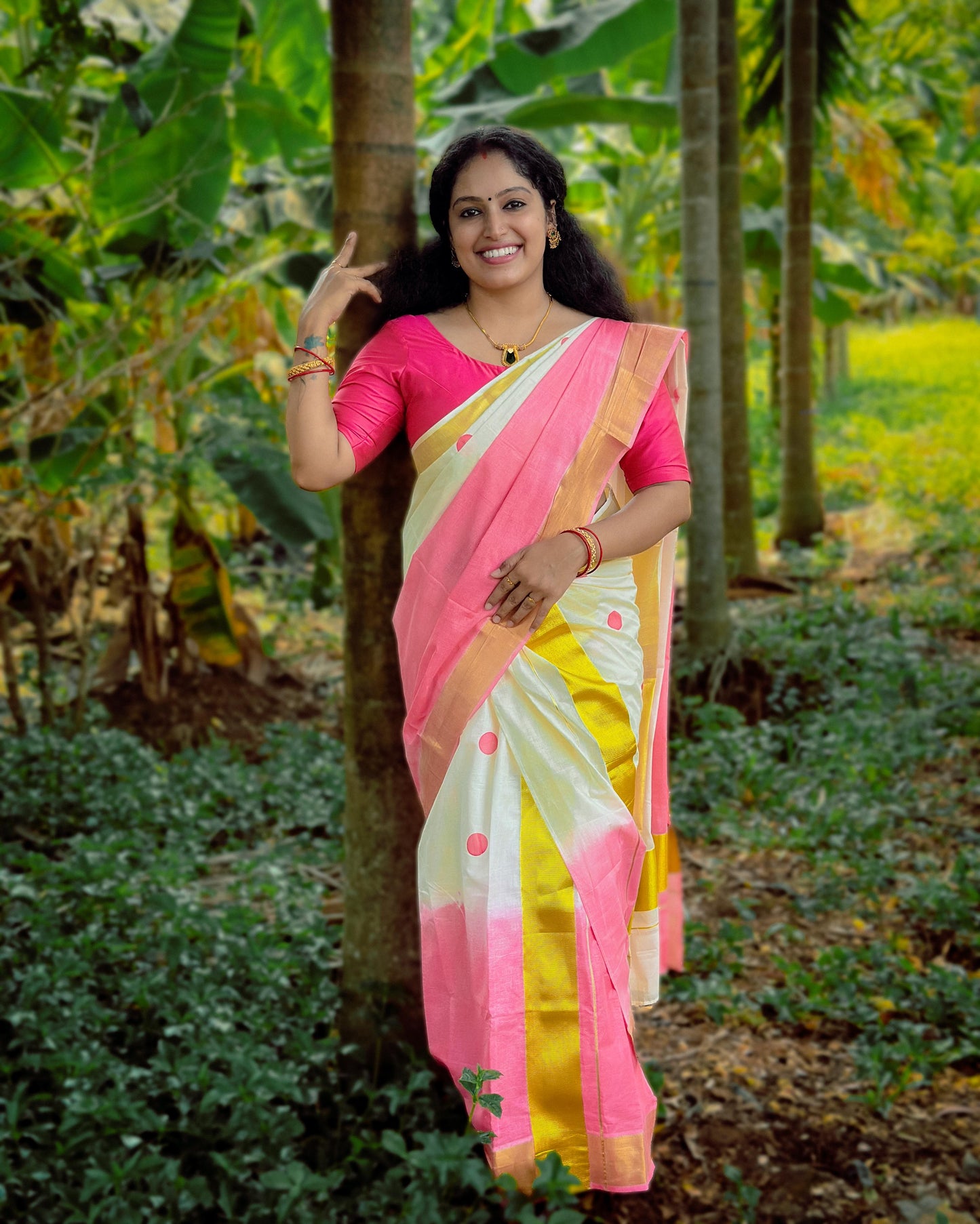 Tye and dye polka set mundu 2.80