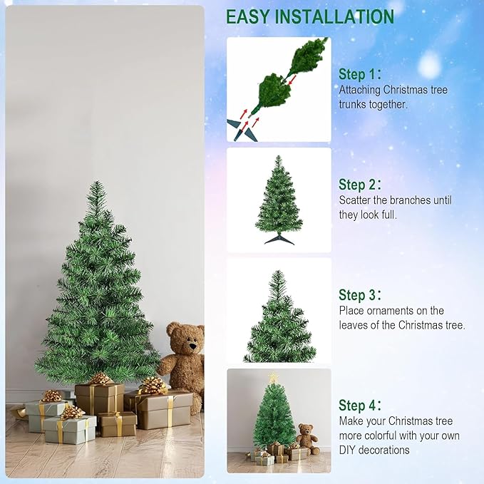 Premium Artificial Small Mini Christmas Tree (3 ft, Green)