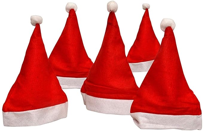 Arts Santa Claus Cap Merry Christmas Hat Cap for Christmas (Red & White, Pack of 2)