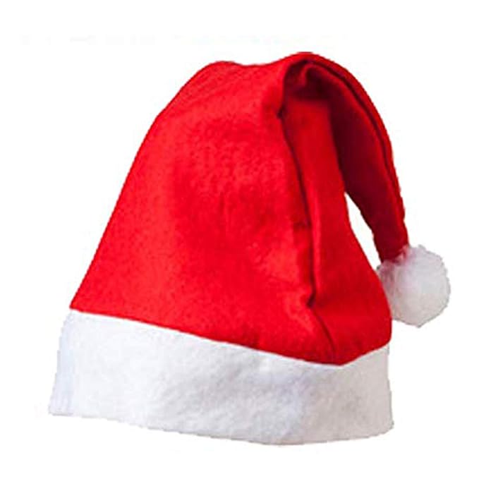 Christmas Santa Claus Caps Party Props (Red & White, Pack of 12)