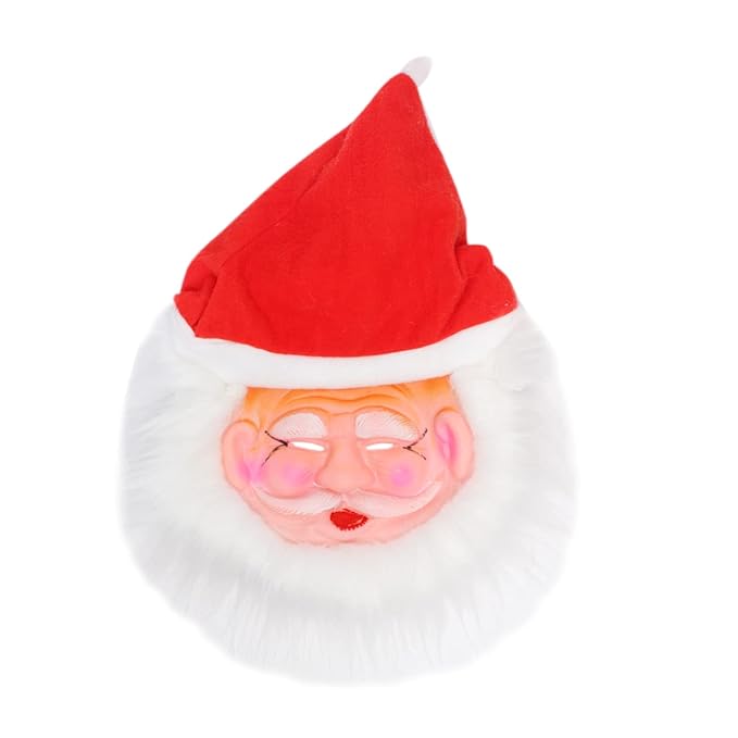 Baal Funny Santa Claus Face Mask for Kids and Adults Christmas Celebration (Red & White, Set of 2)