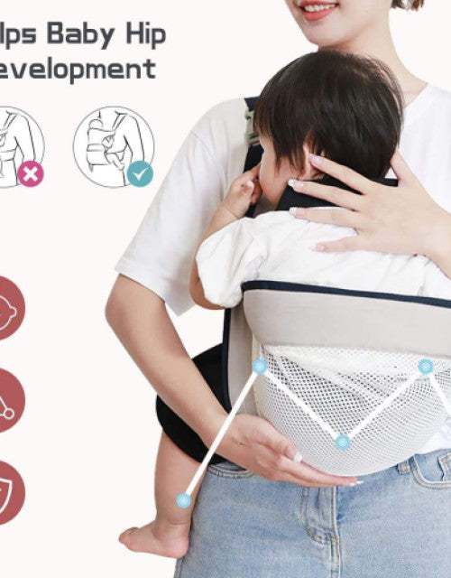 Baby Sling Carrier Adjustable Baby Holder Carrier Baby Half Wrapped Sling Hip Carrier Breathable Cotton Mesh Fabric for Newborn