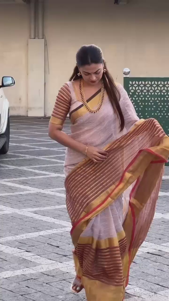 Anushree Inspired Linen Saree