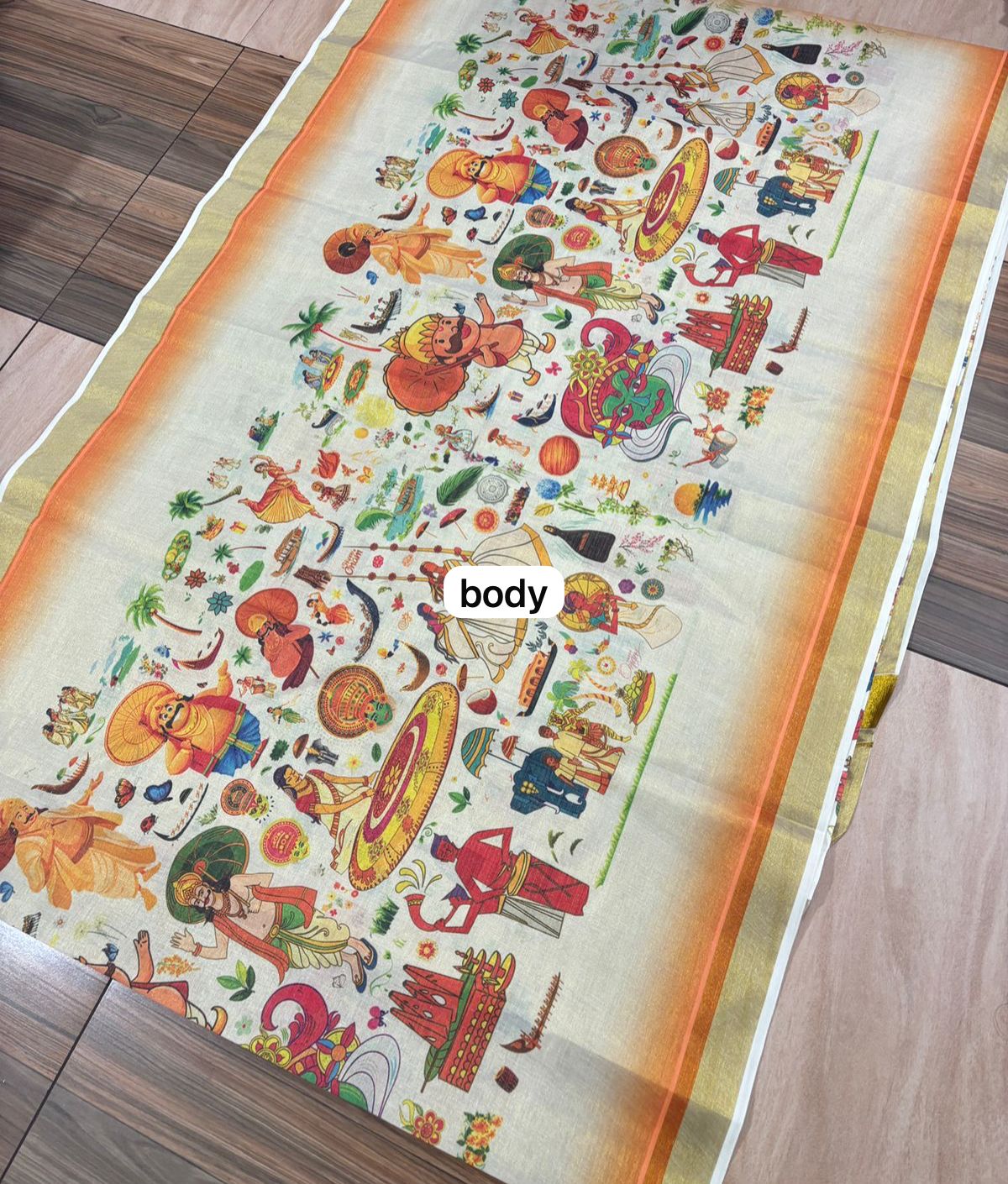 onam mood digital print saree