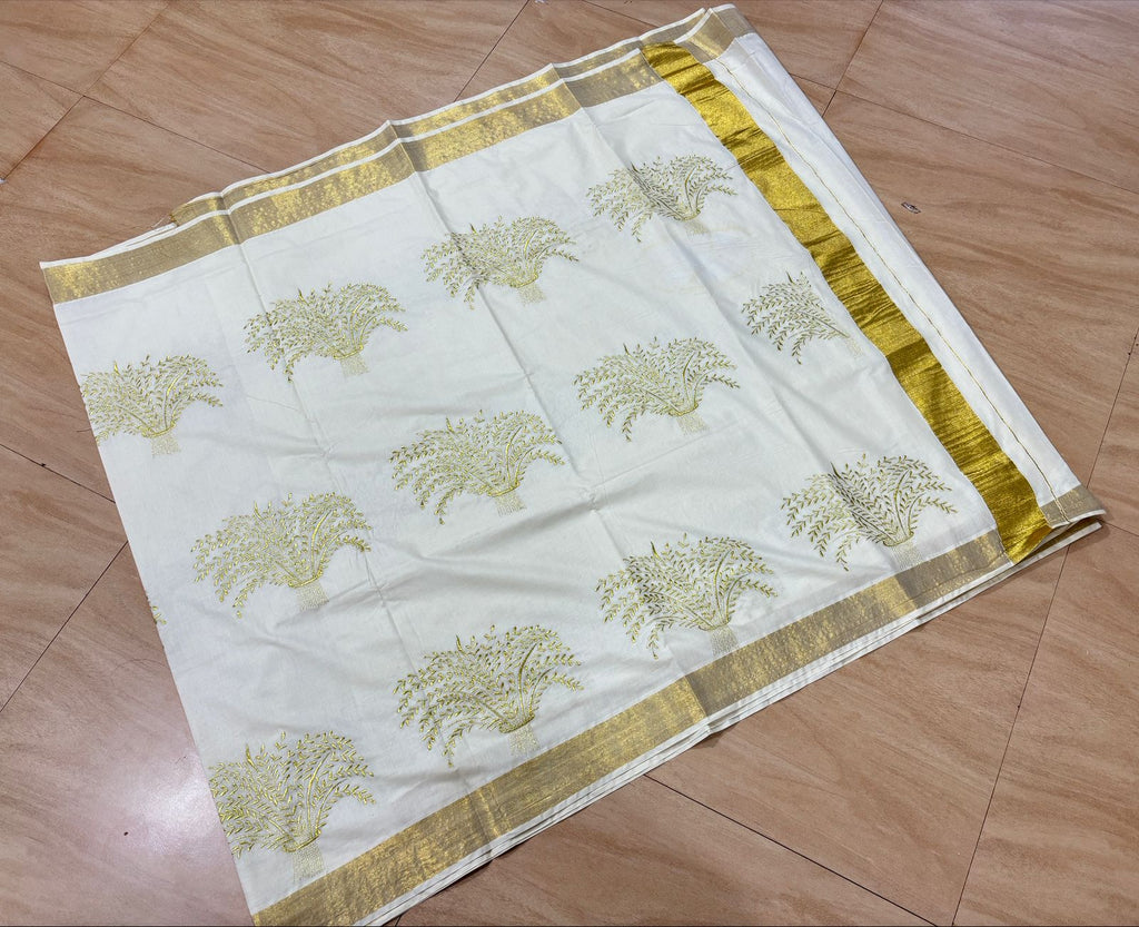 Nelkathir embroiderd cotton saree