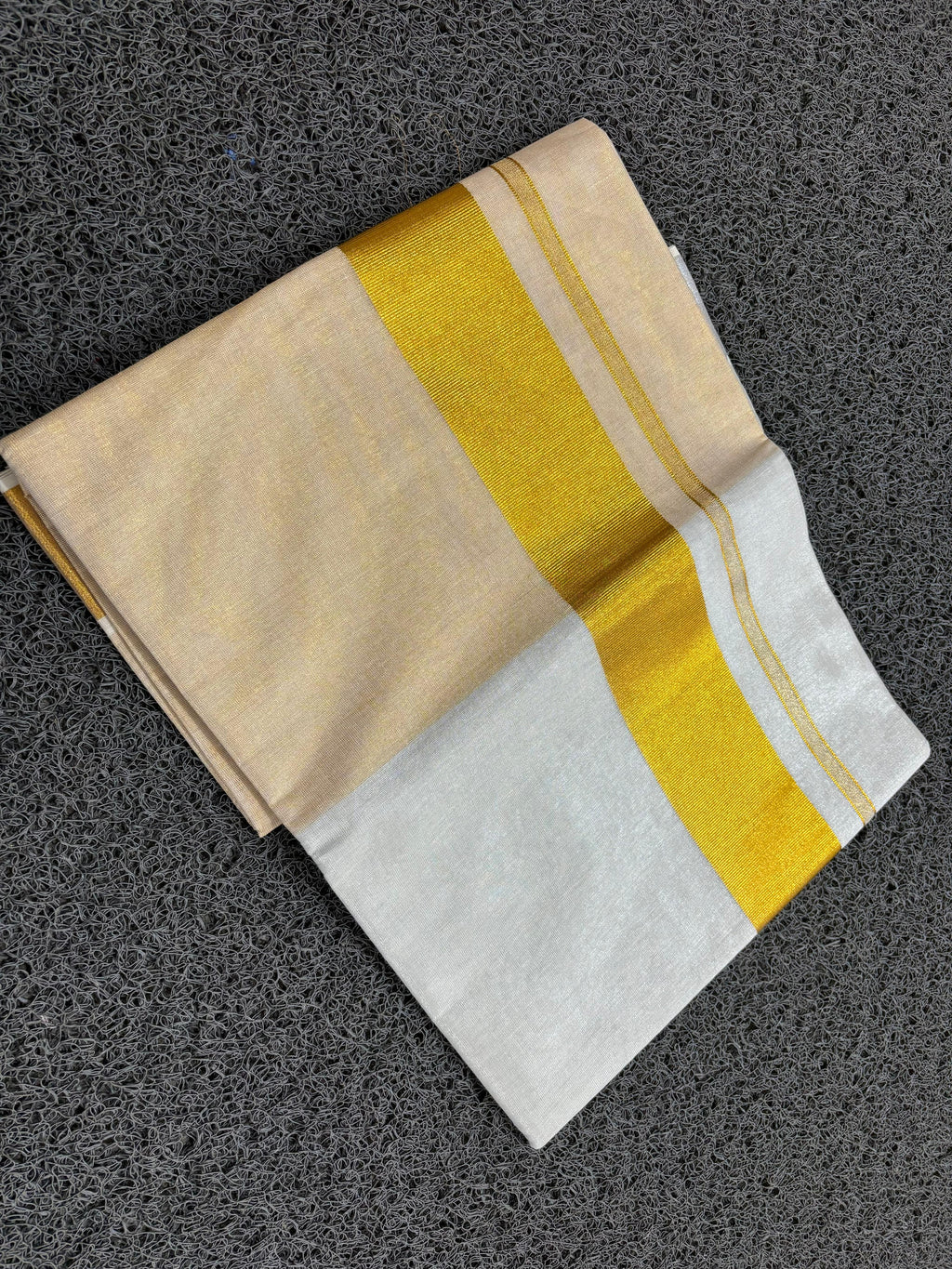 Half sliver half golden tissue ready to wear saree