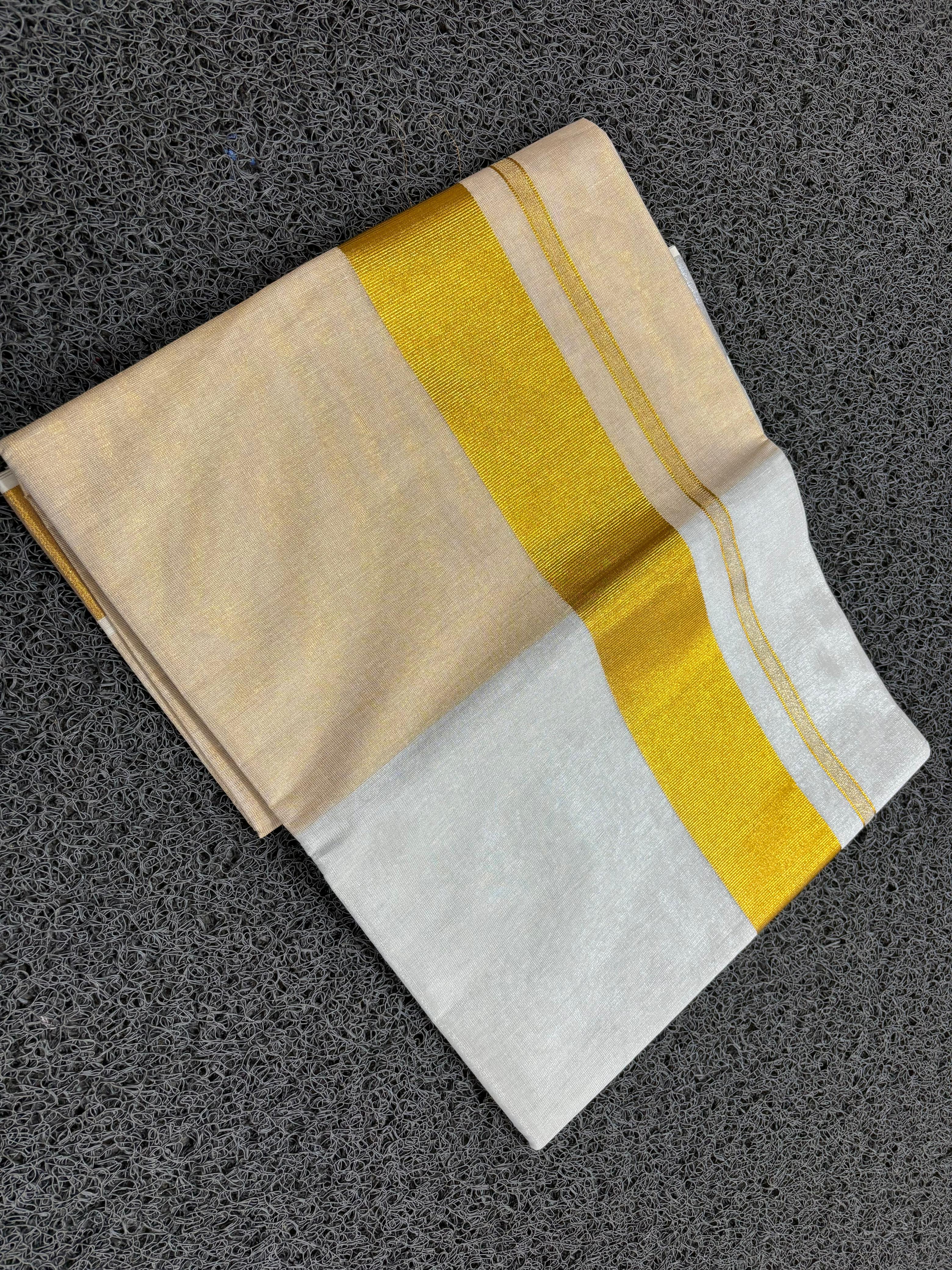 Half sliver half golden tissue ready to wear saree