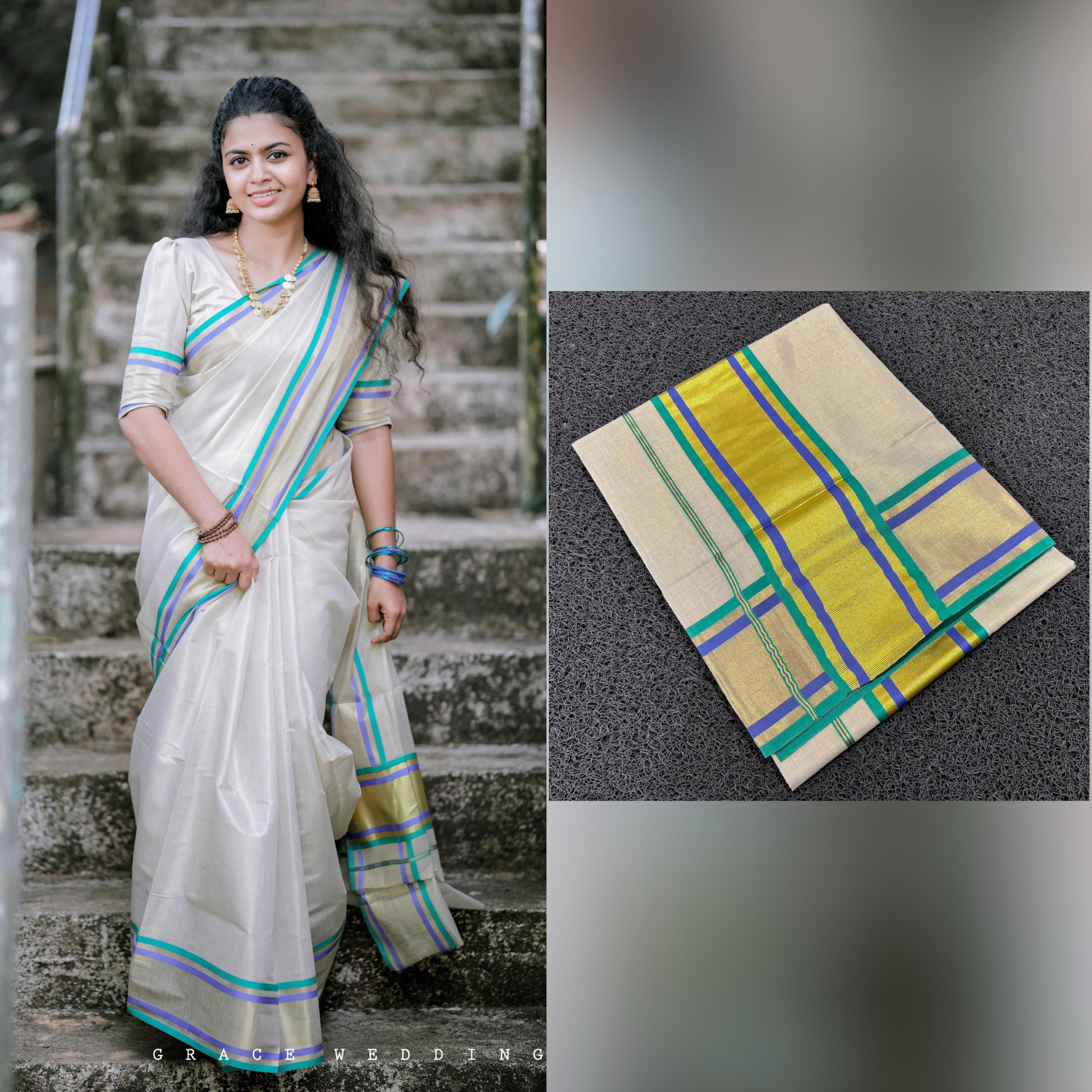 Multicolour handloom replica saree