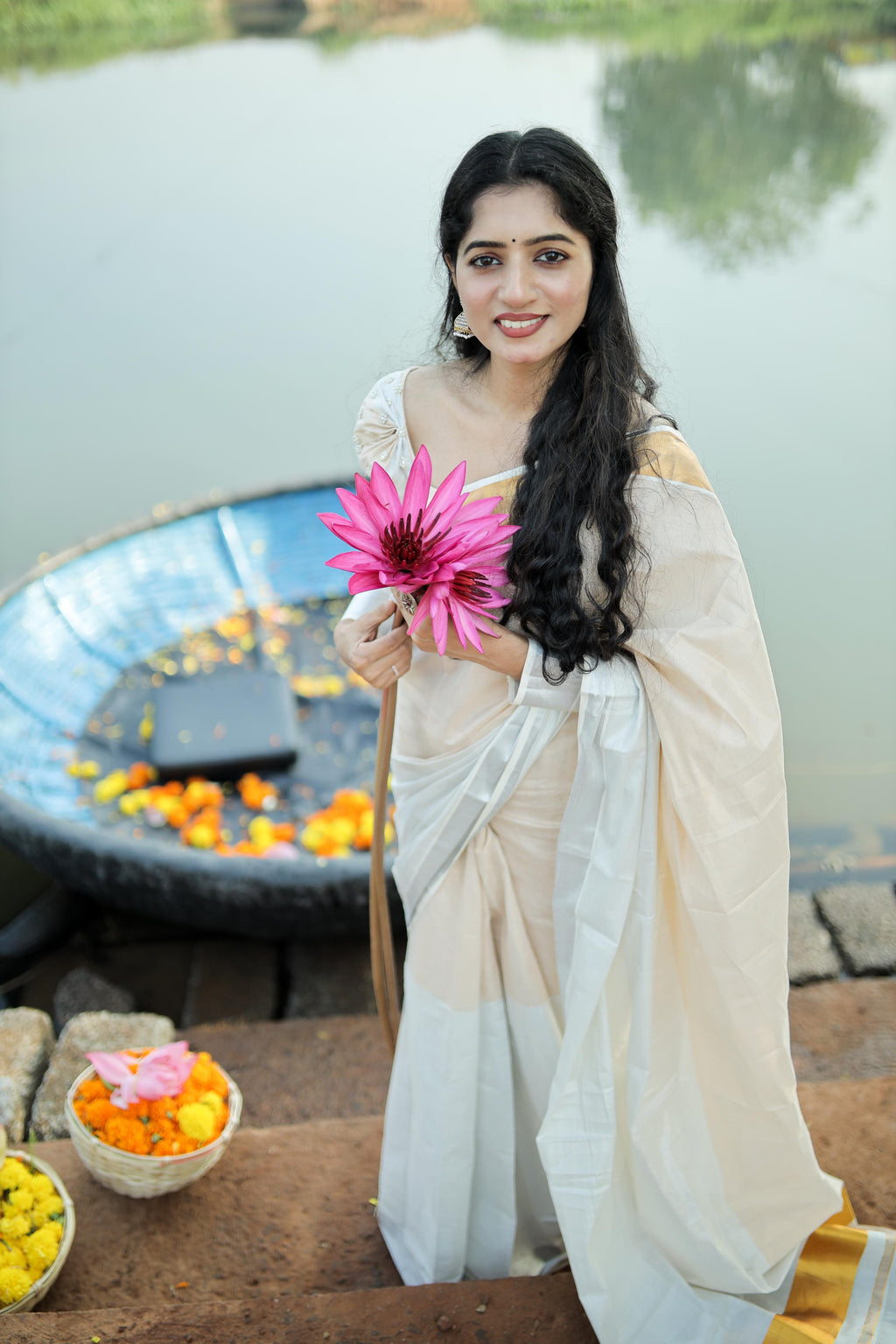 Half sliver half golden tissue ready to wear saree
