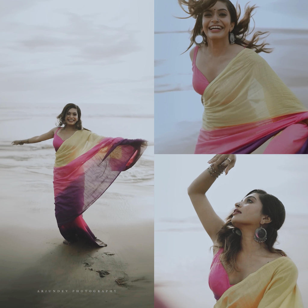 tye and dye borderless pure cotton saree