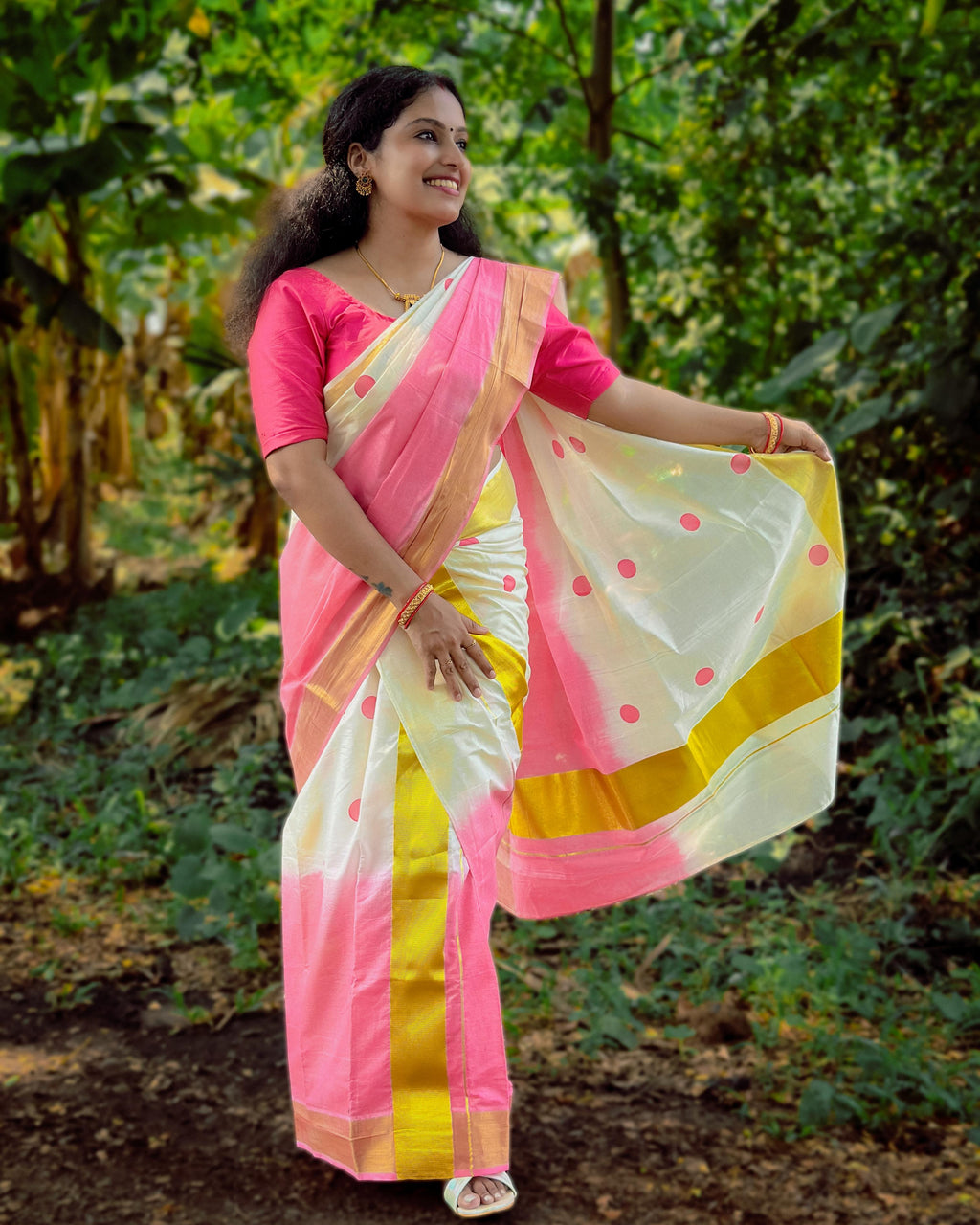 Tye and dye polka set mundu 2.80