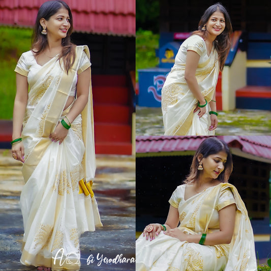 Nelkathir embroiderd cotton saree