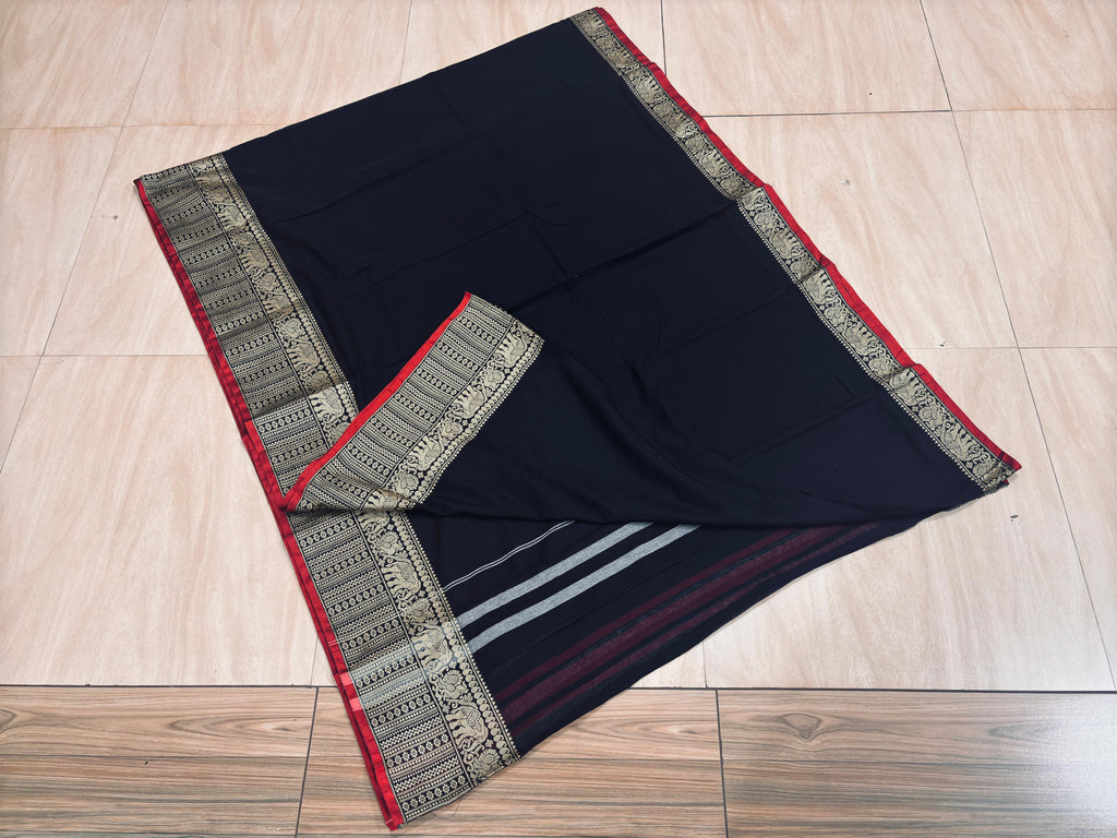 Big border black cotton saree