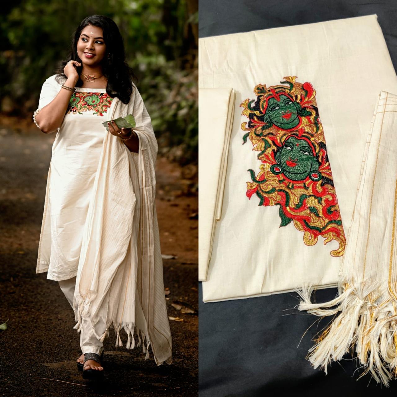 Radha Krishna embro churidar unstitched material