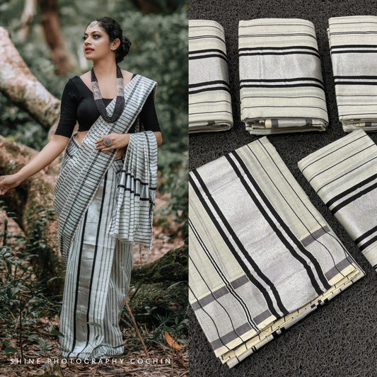 silver and black lines set mundu 2.80