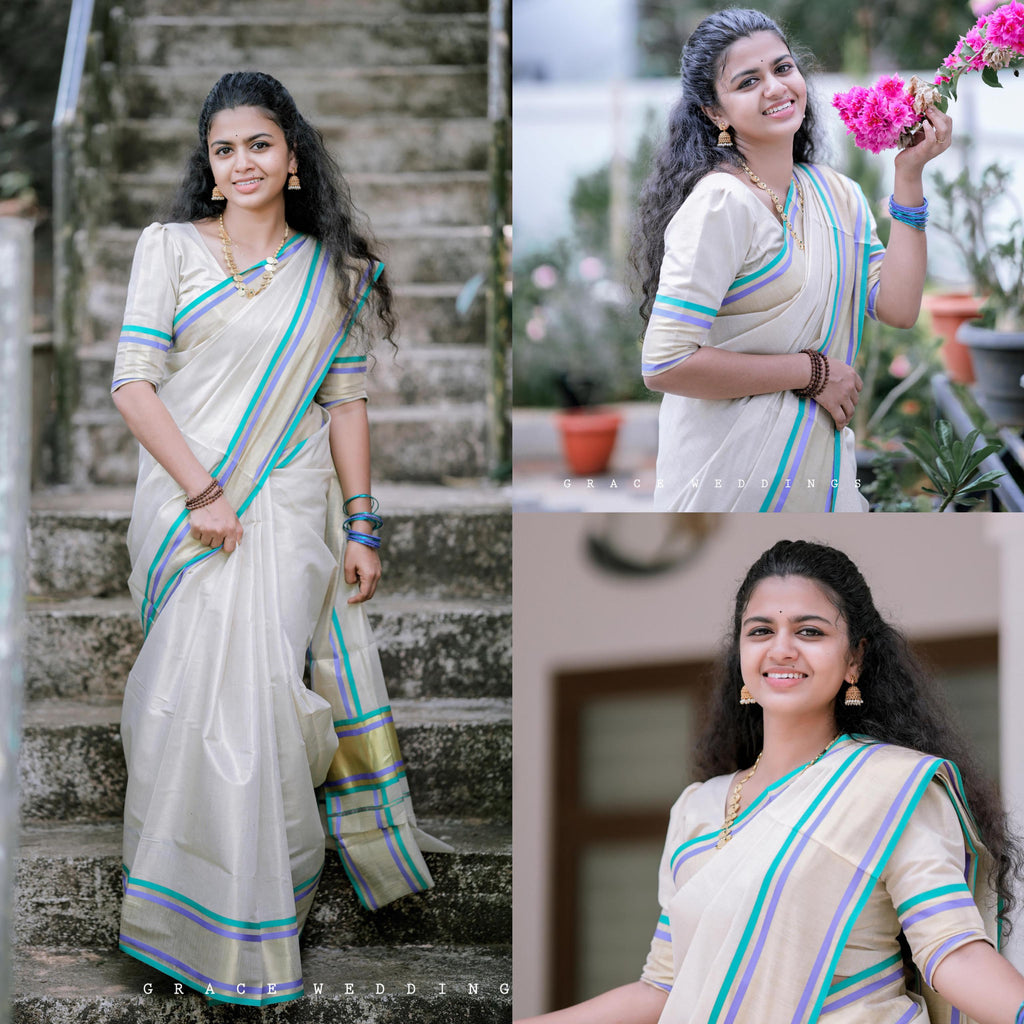 Multicolour handloom replica saree