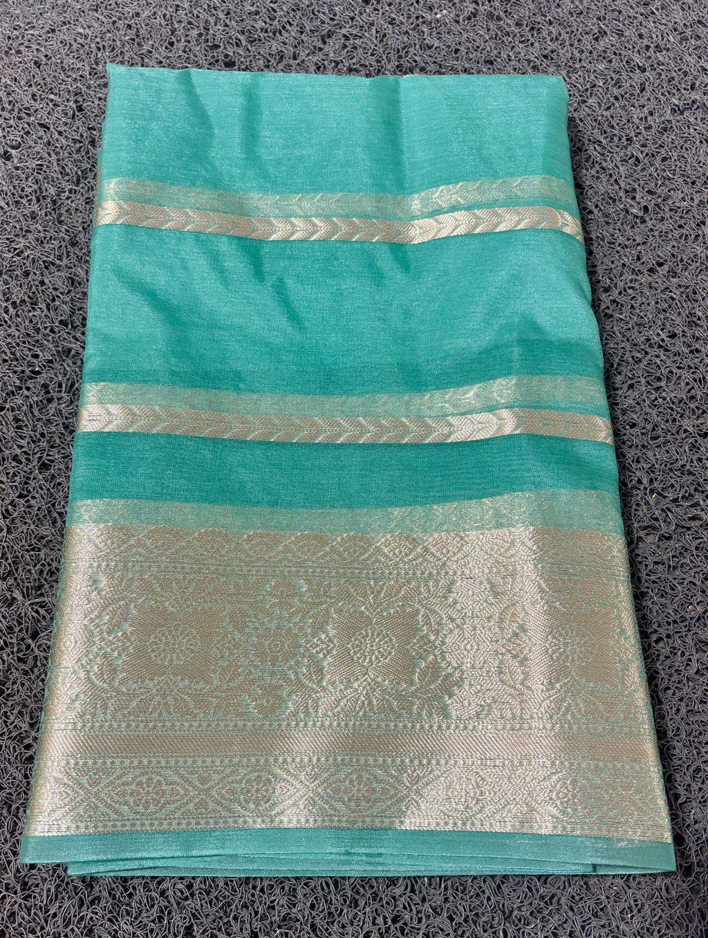 Teal organza saree