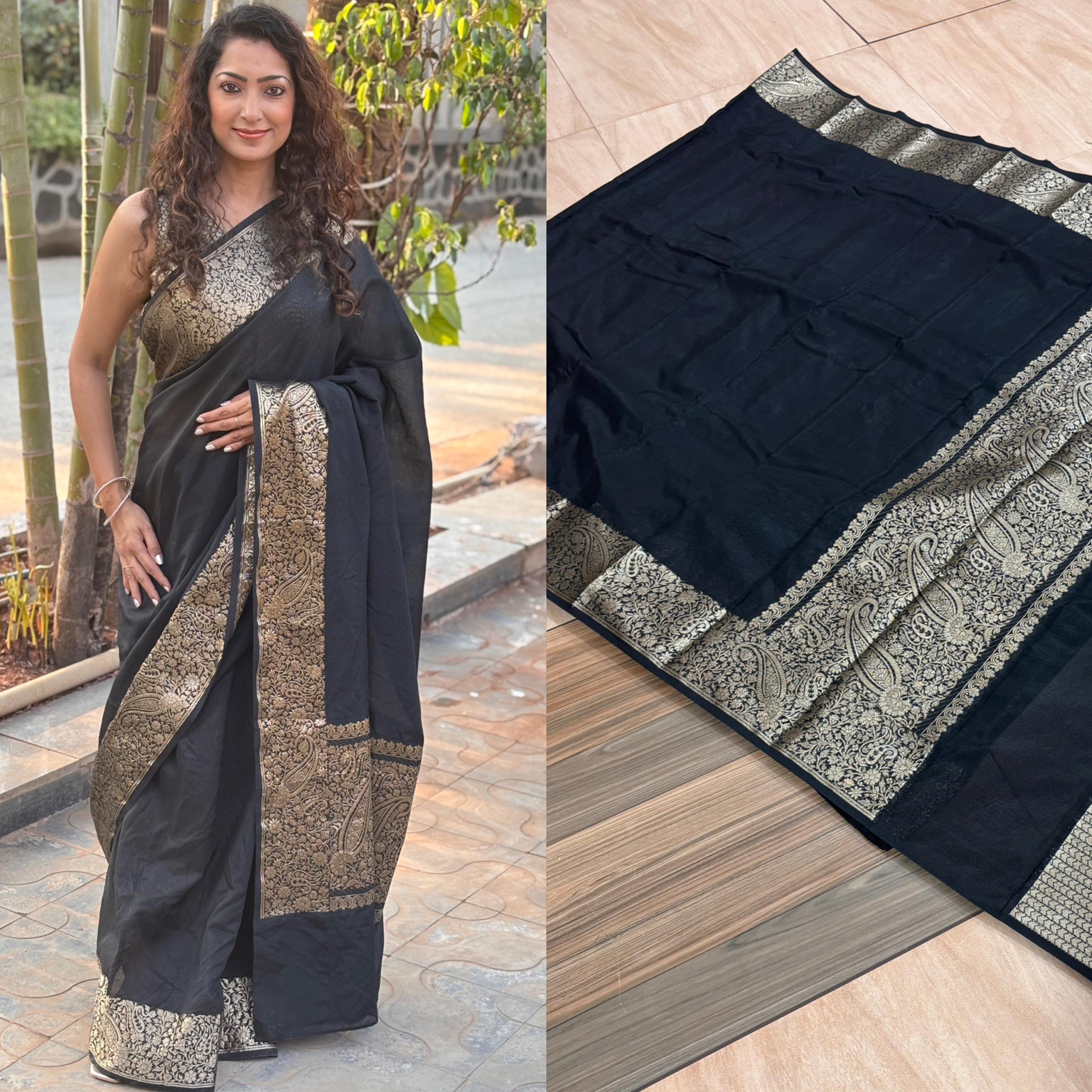 Black semi kattan saree
