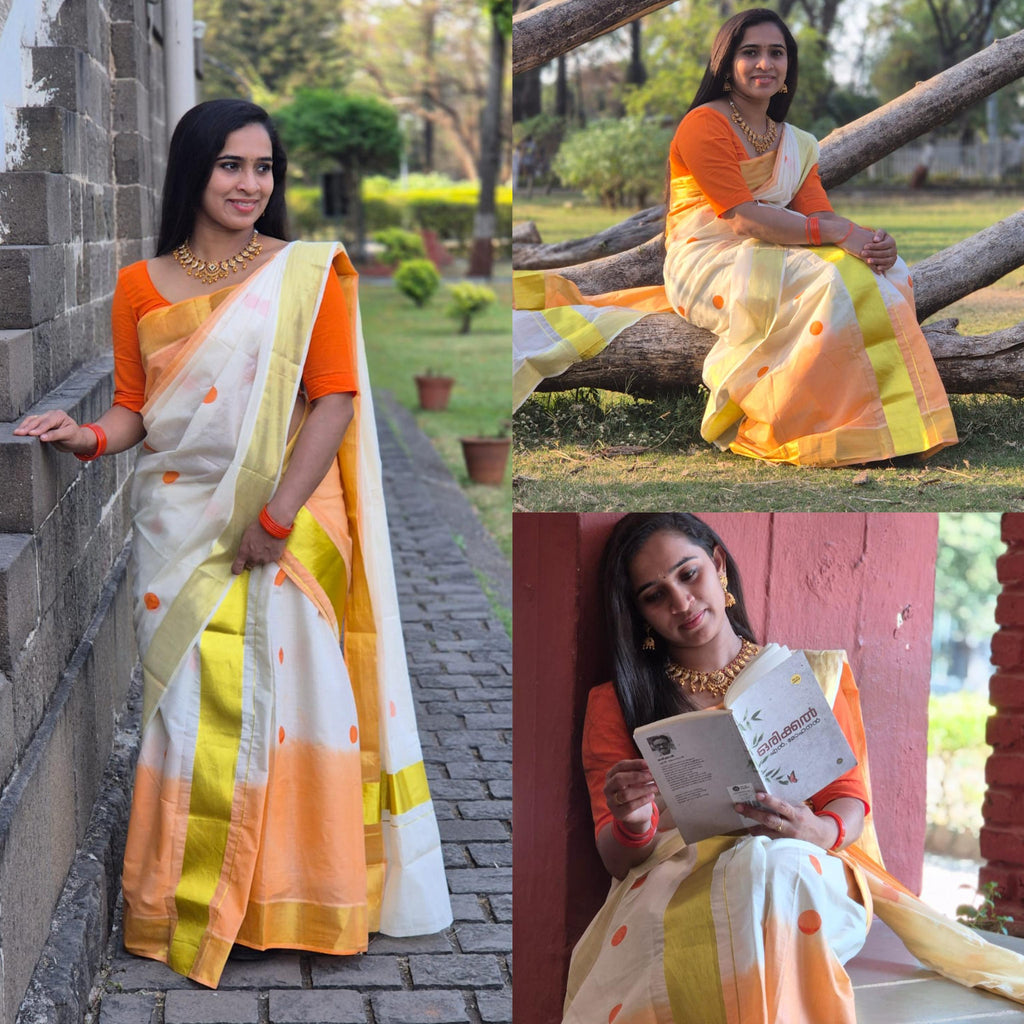 Tye and dye polka set mundu 2.80