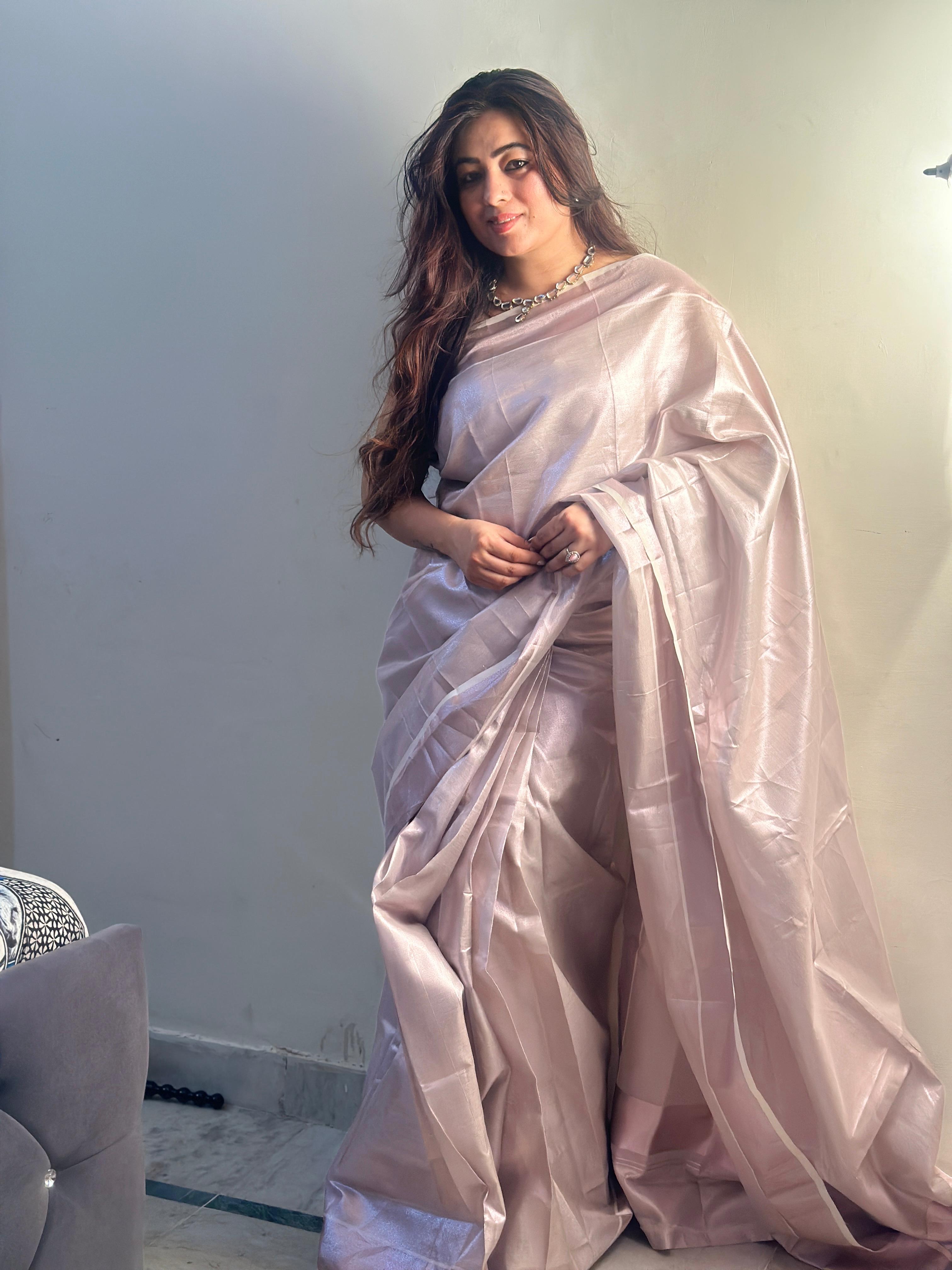 Rose gold bridal tissue ready to wear saree