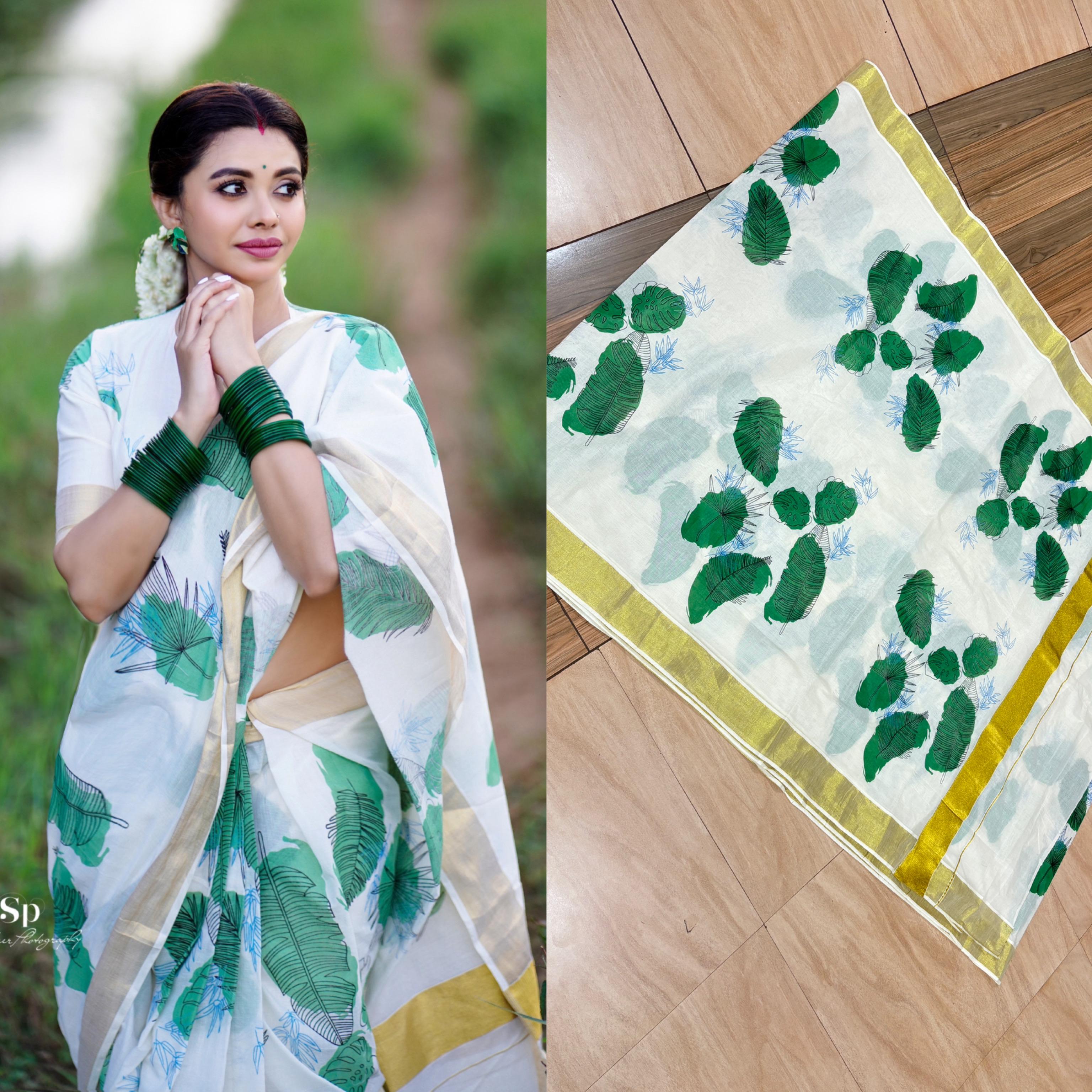 Green leaf saree