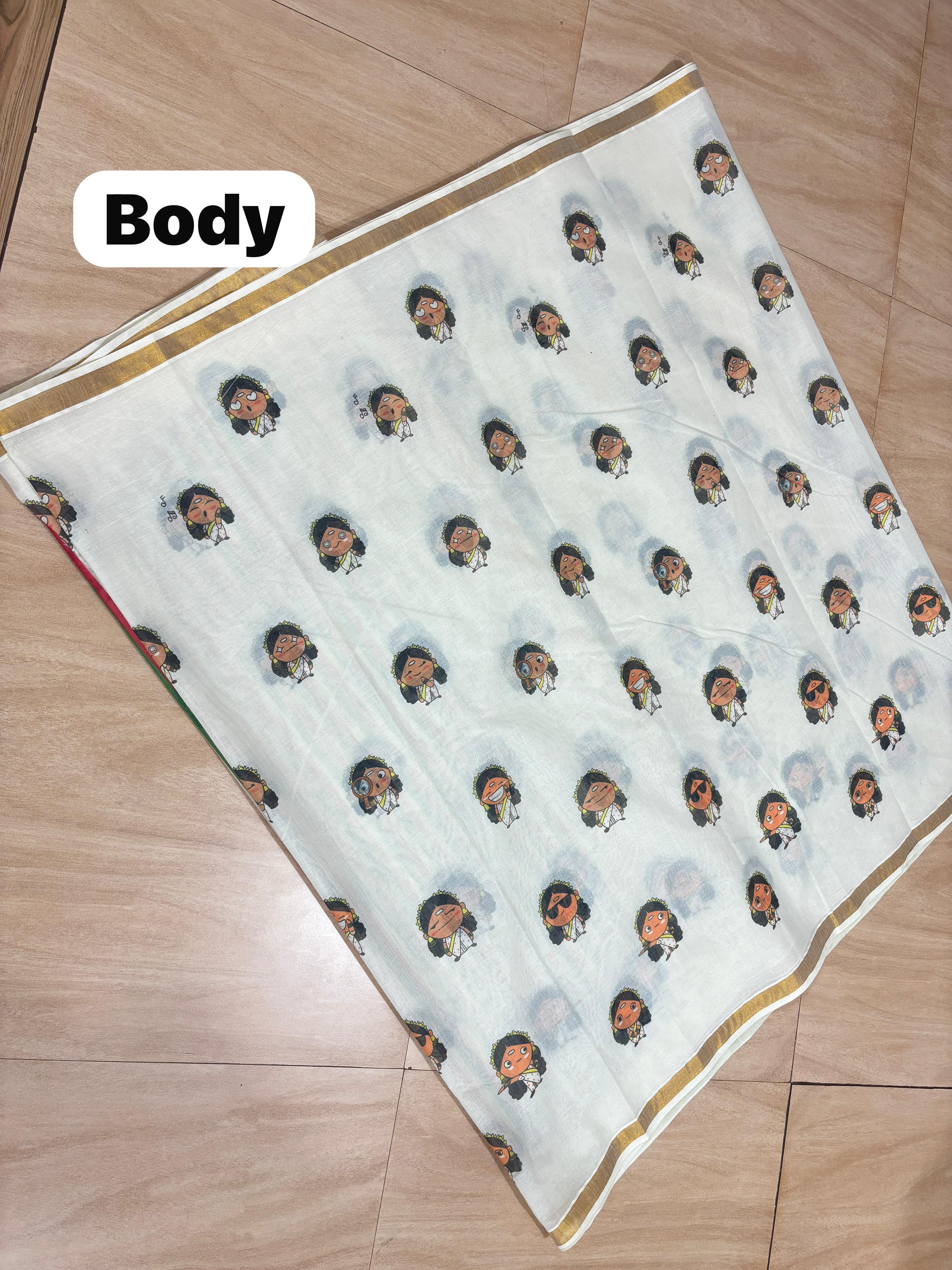 Peraly maany inspired doodle cotton saree