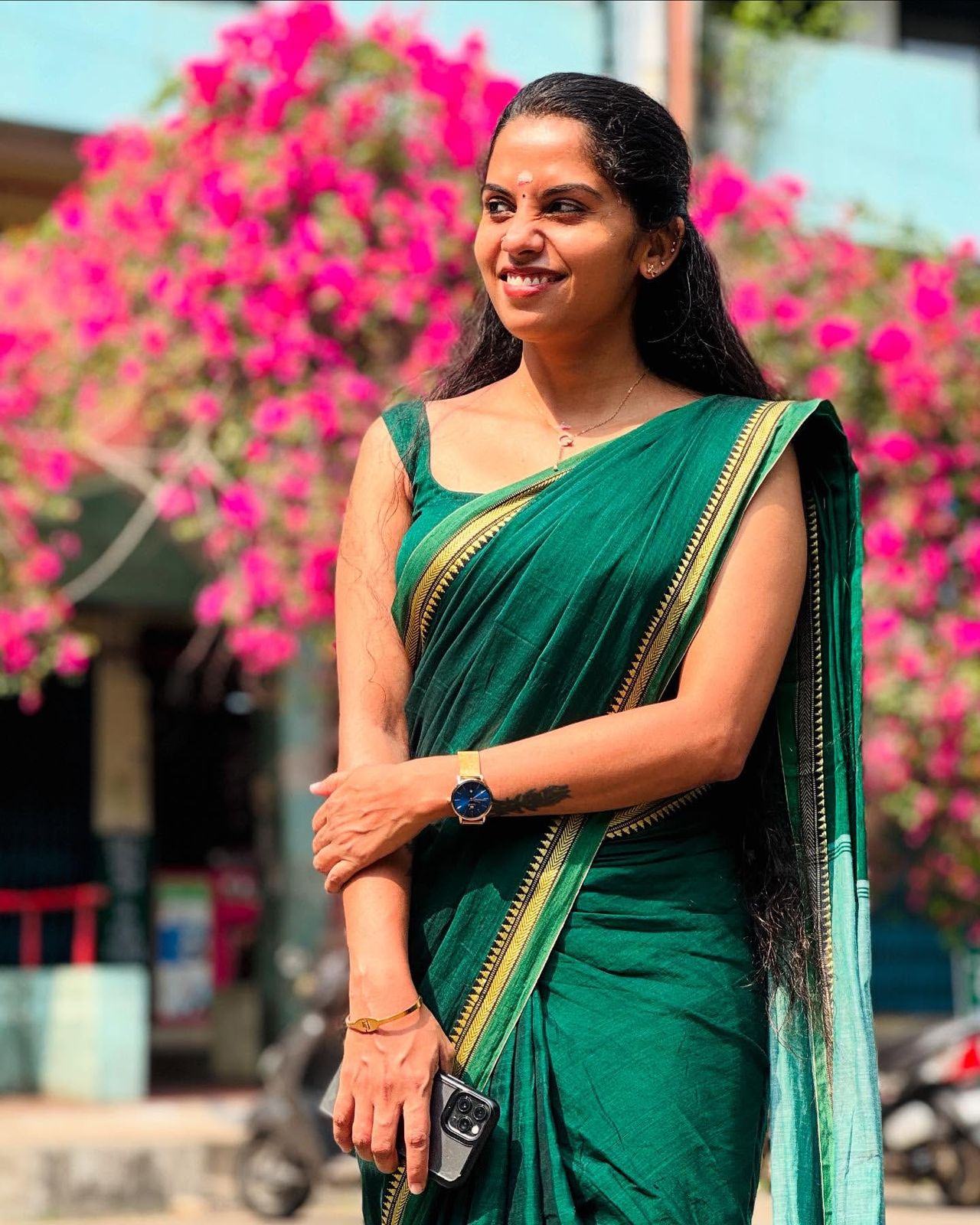 Chettinad micro temple border pure cotton sare