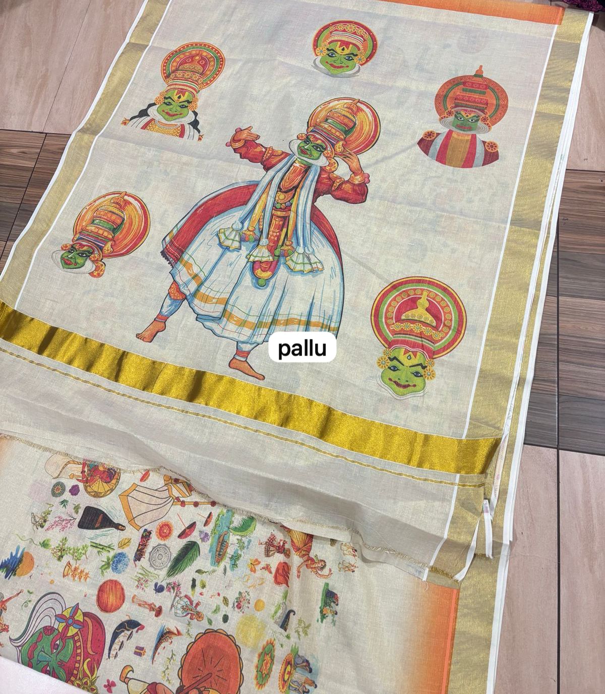 onam mood digital print saree