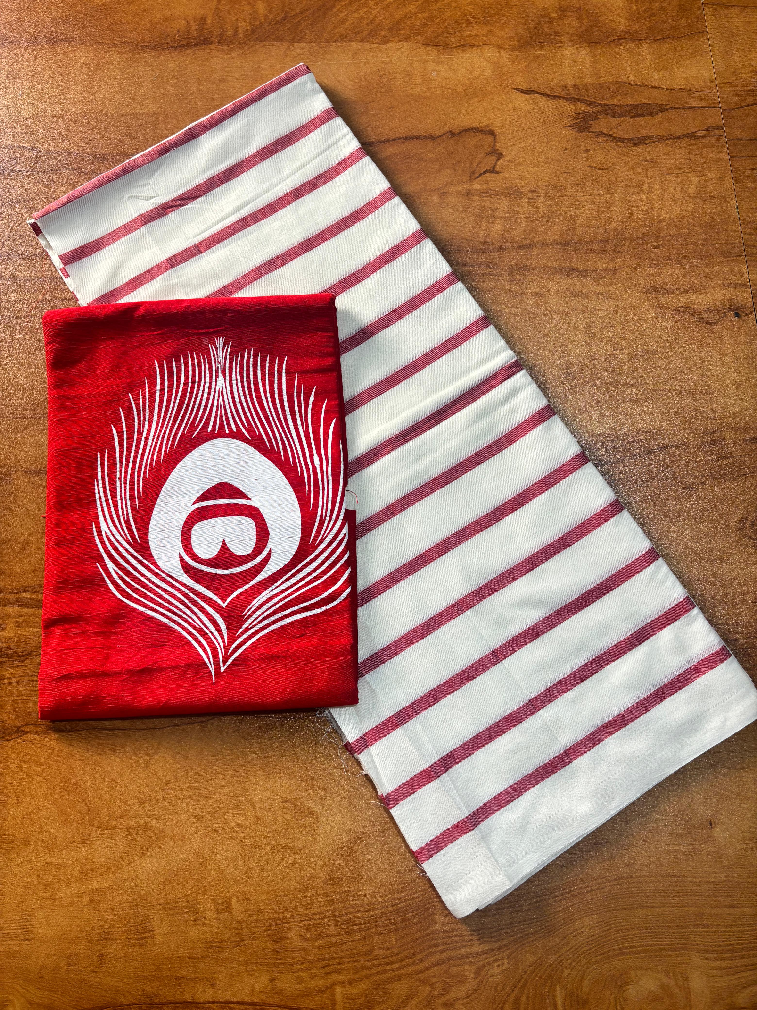 Myilpeeli lines Pattu Pavada Unsitiched