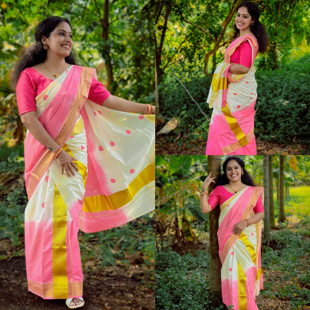 Tye and dye polka set mundu 2.80