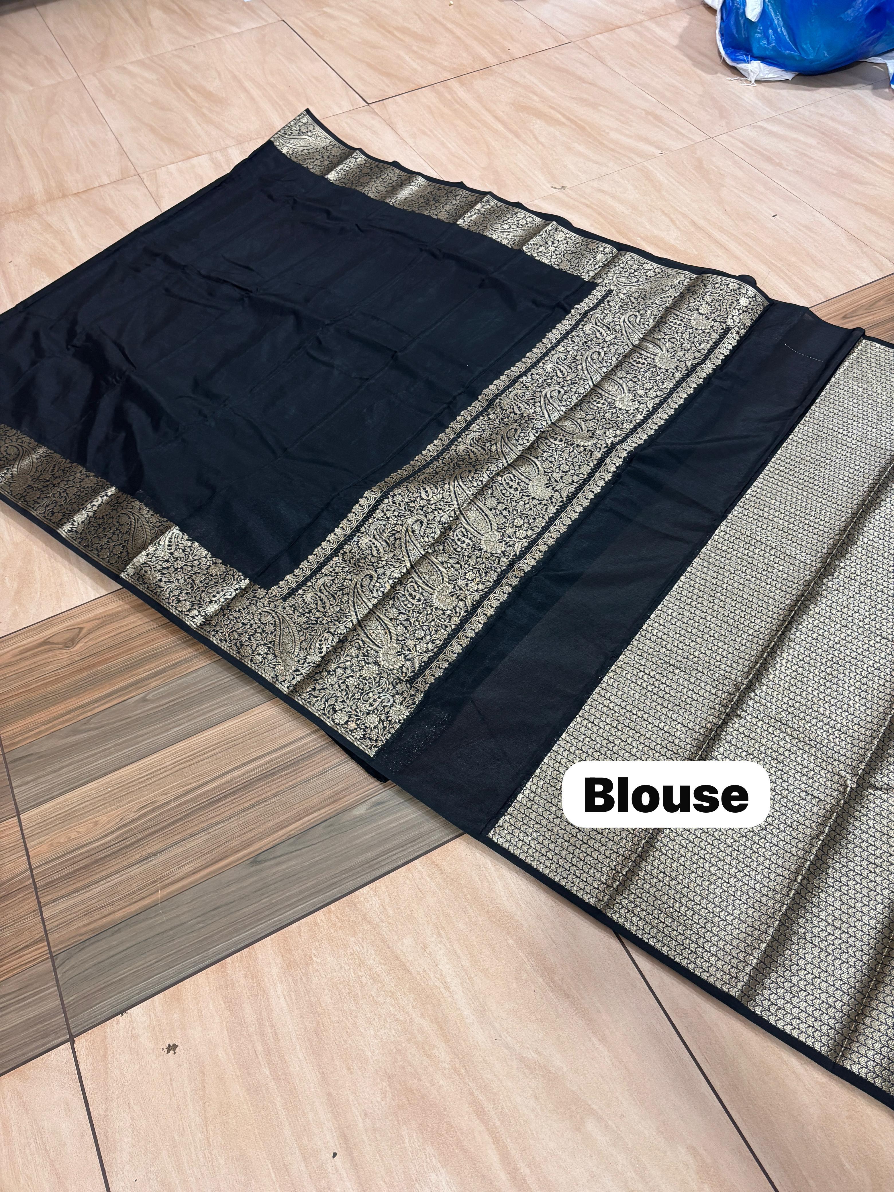 Black semi kattan saree