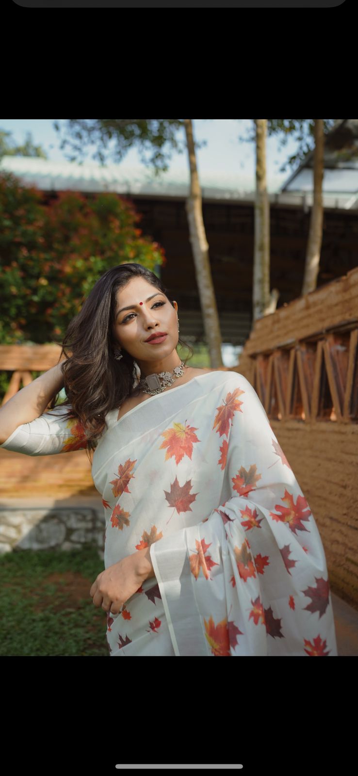 Maple digital print silver tissue