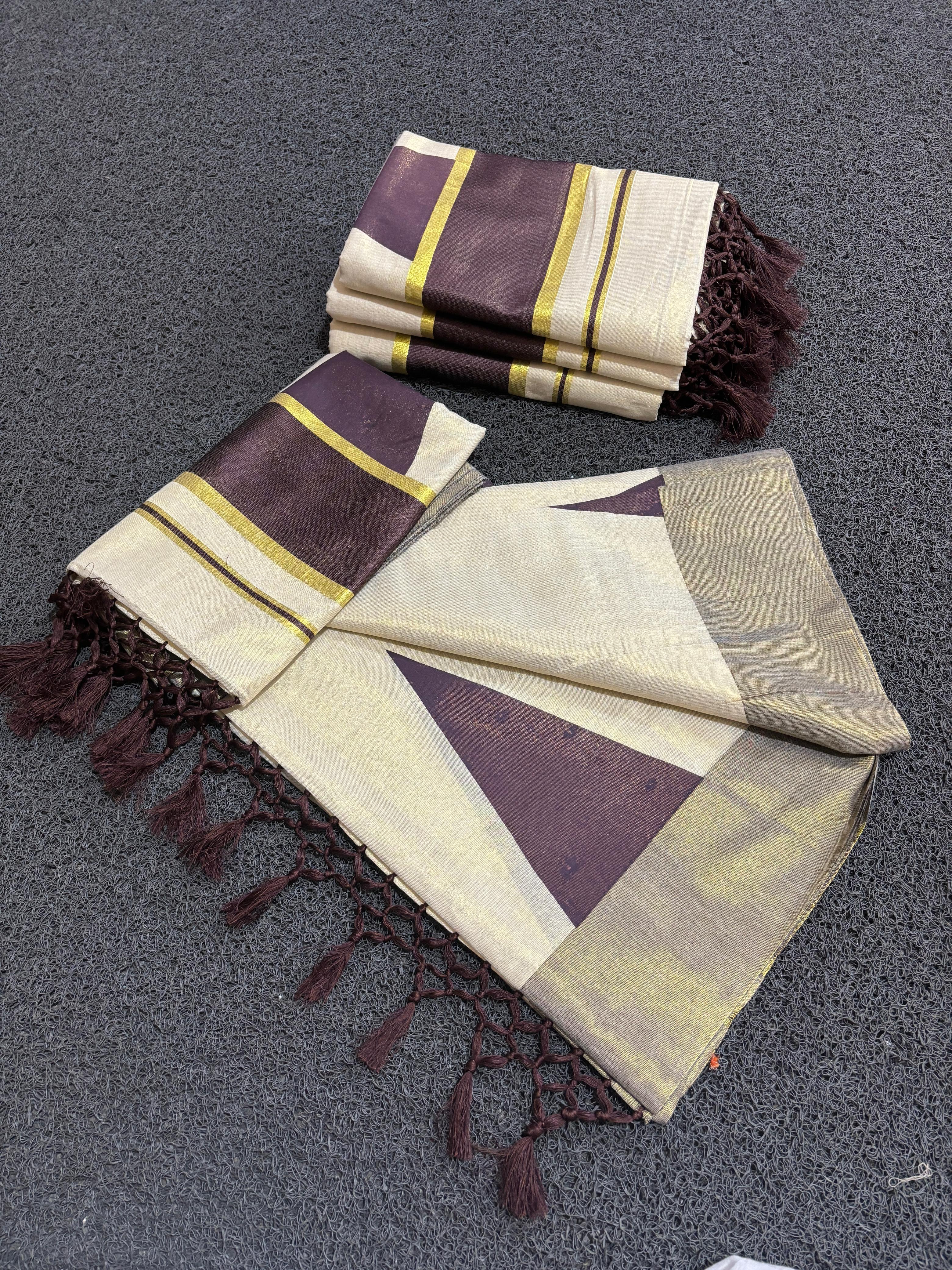 Coffee brown temple saree