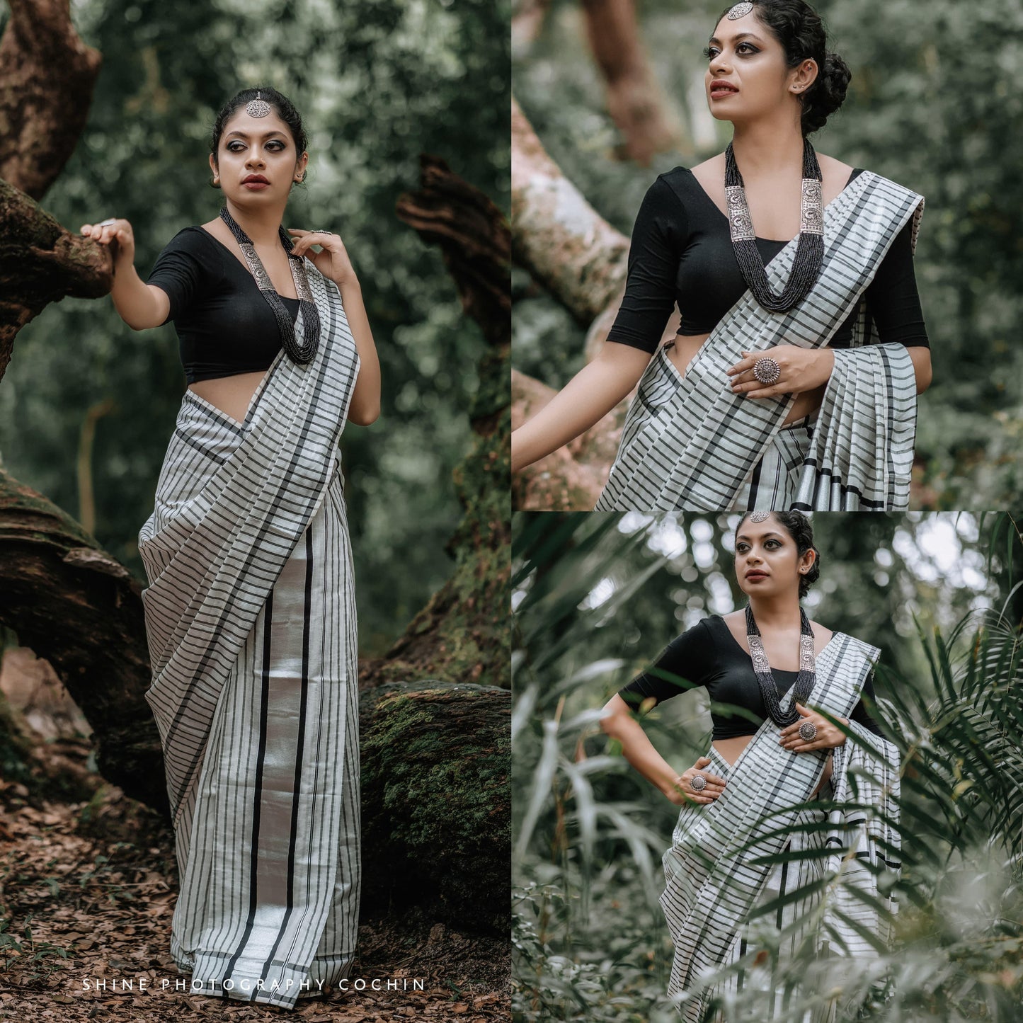 silver and black lines set mundu 2.80