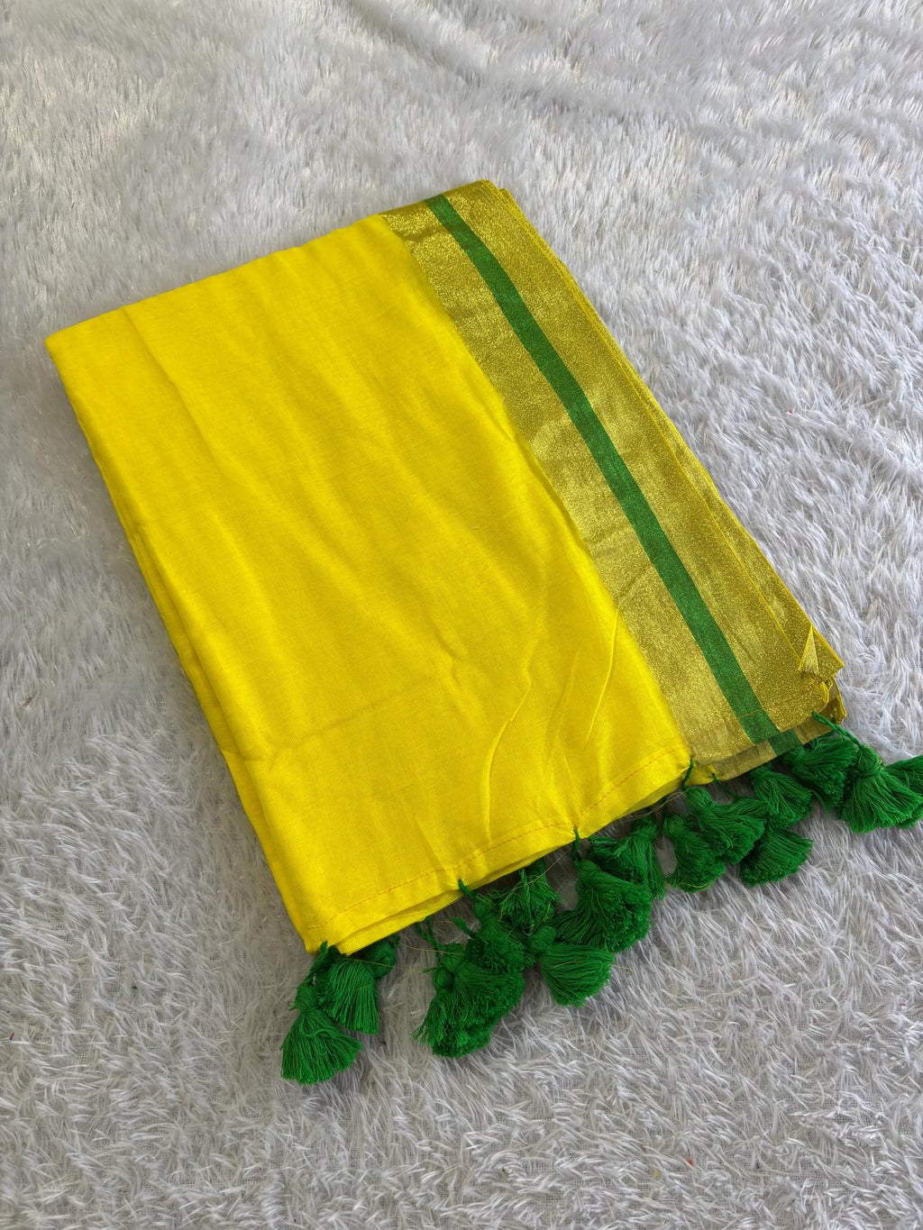 Genilia Yellow Mul cotton Saree