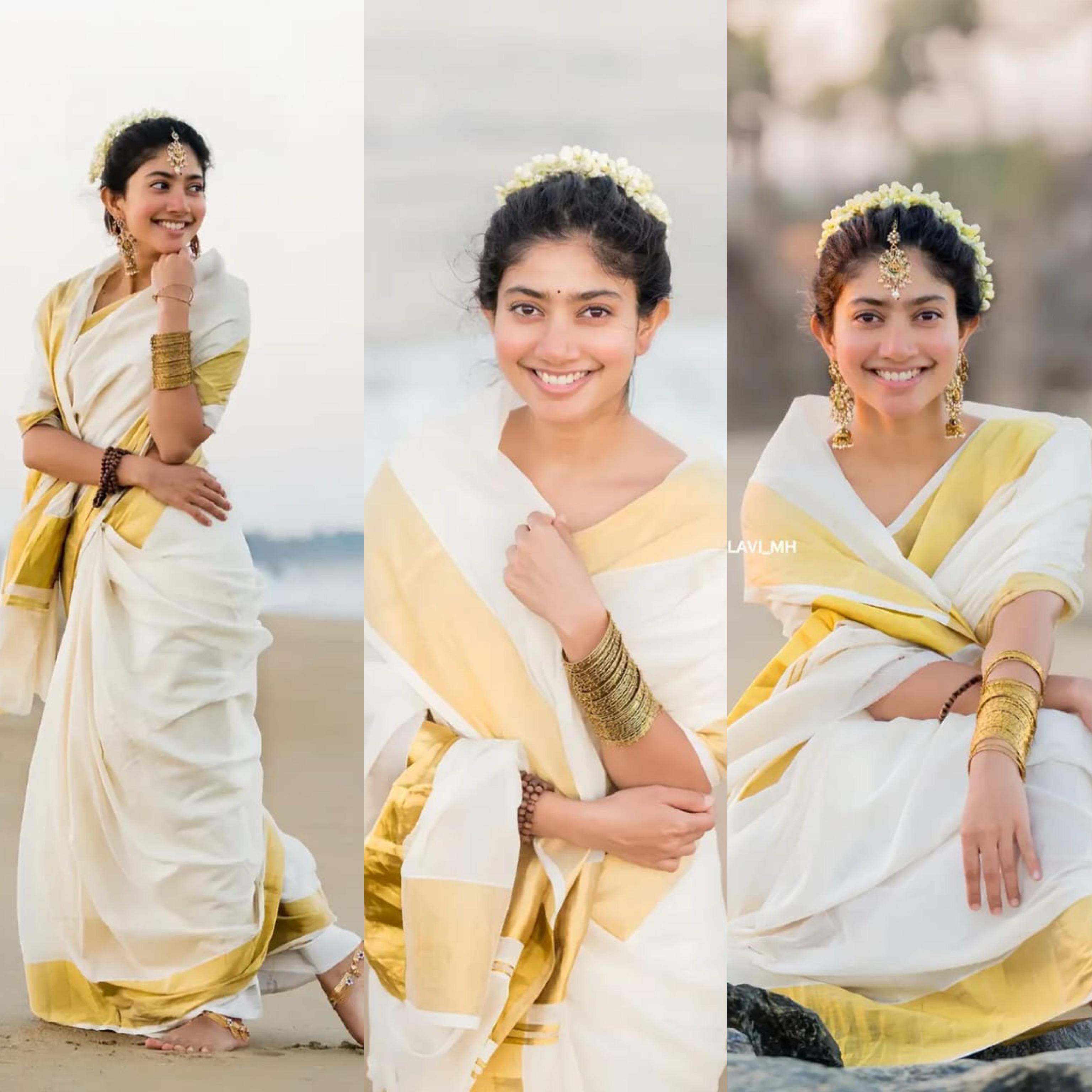 Sai palavi inspired Big kasavu Border saree