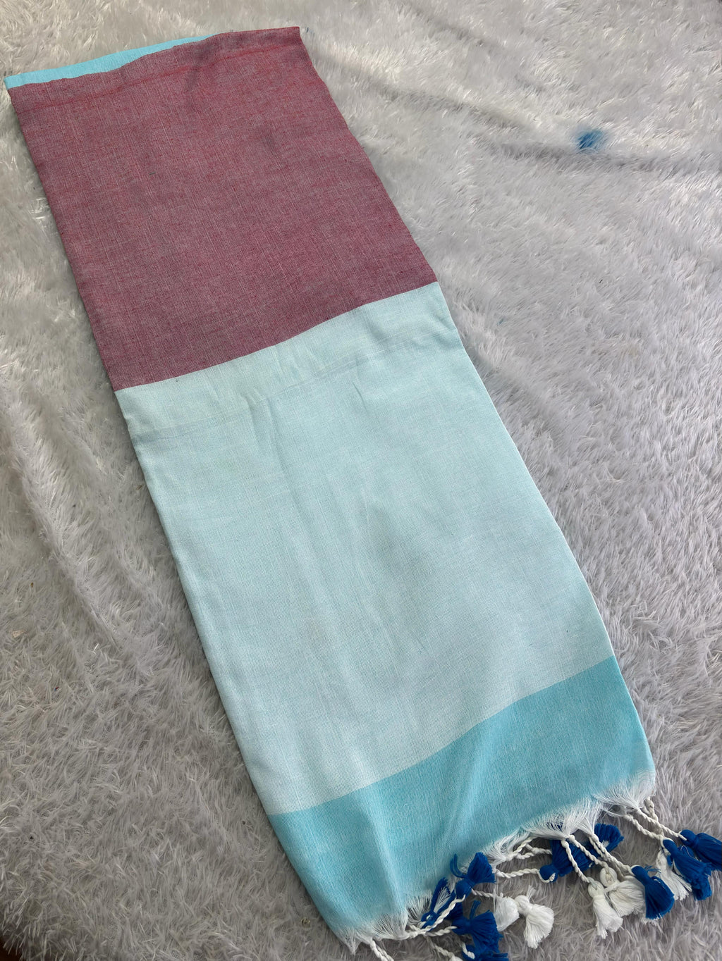 Sky blue SKhadi cotton saree