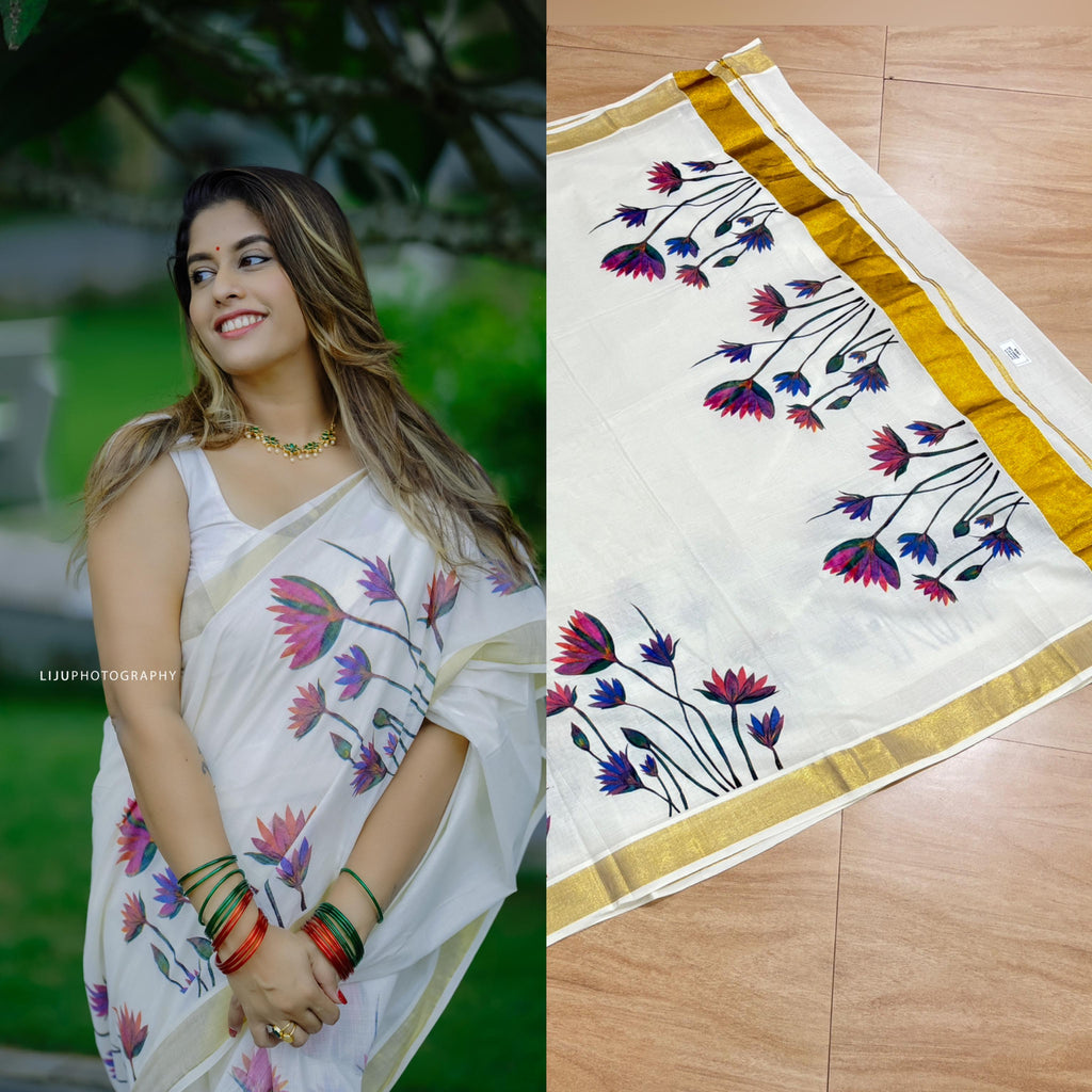 Lotus cotton saree