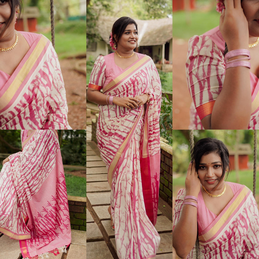 Bamboo Premium cotton saree with tussels