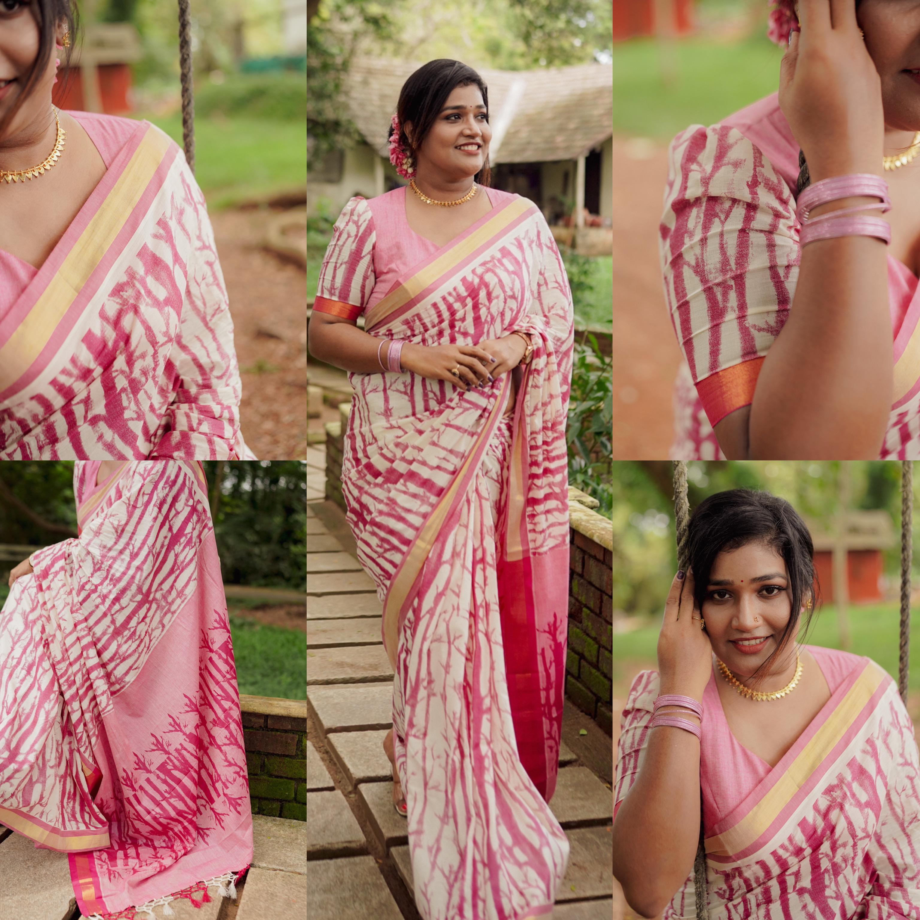 Bamboo Premium cotton saree with tussels