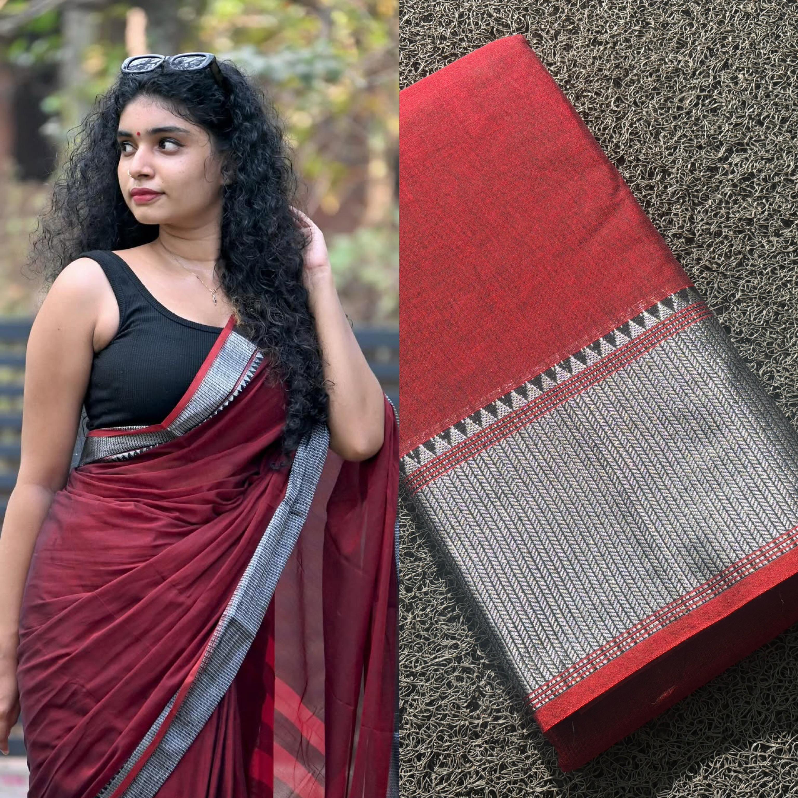 Silver patta border cotton saree