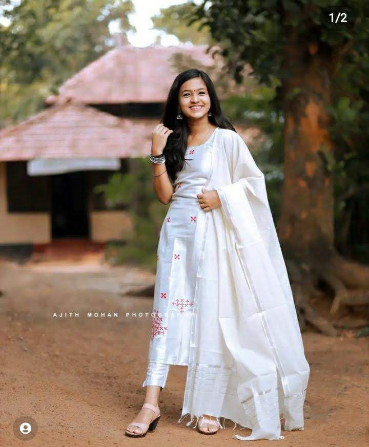 Techipoo silver tissue chudidar set material unstiched