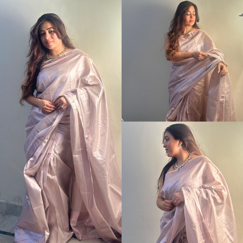 Rose gold bridal tissue ready to wear saree