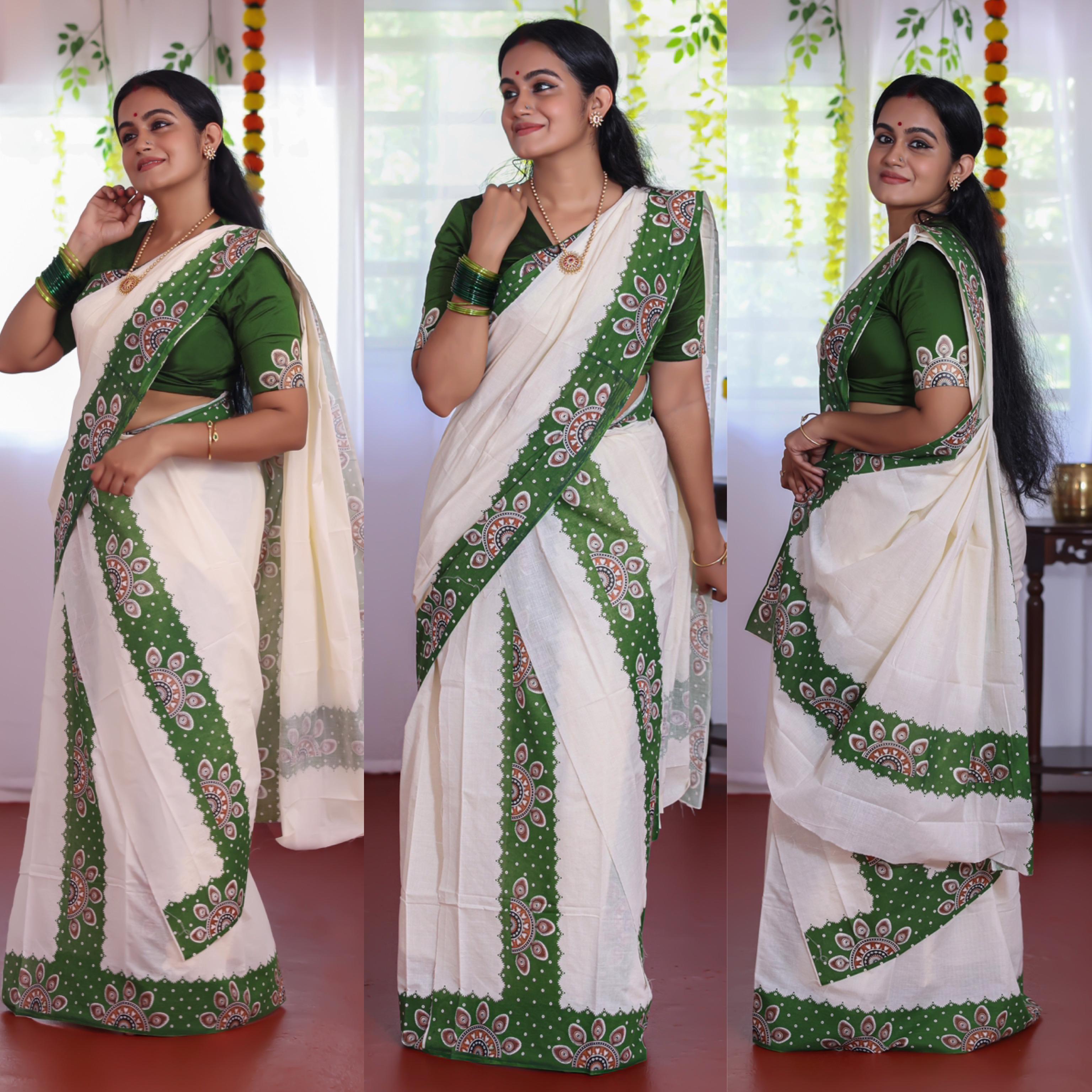 Cotton set mundu mural with blouse print 2.80