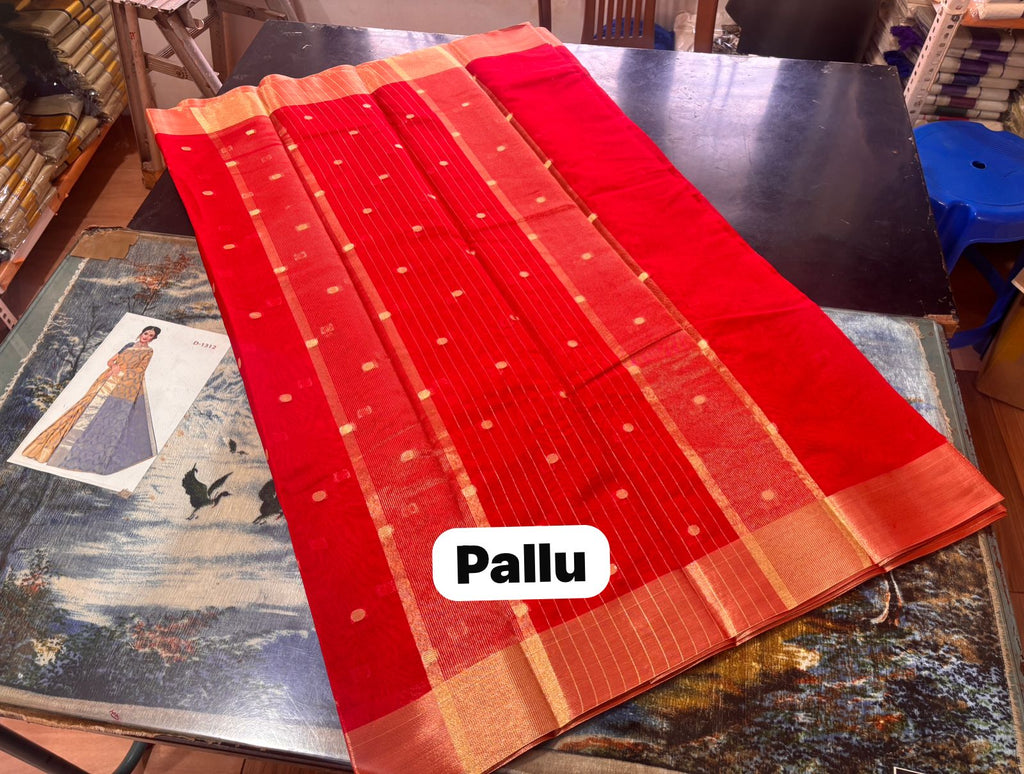 Nayanthara Red small polka saree